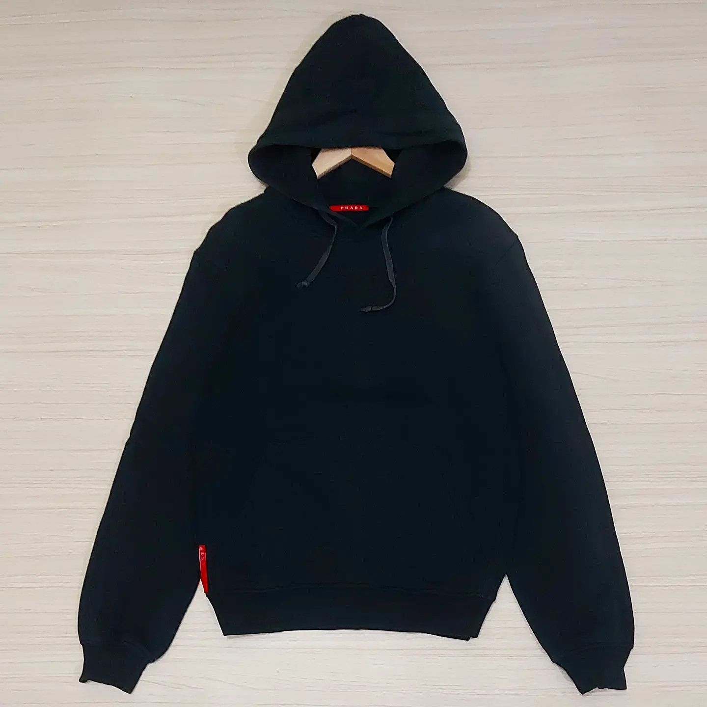 image of Prada Plain Black Pullover Hoodie, Men's (Size Medium)