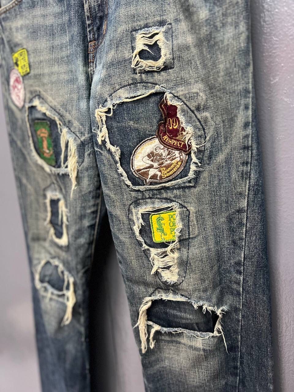 Japanese Brand VINTAGE NIR DISTRESS BADGES JEANS Size US 33 - 5 Thumbnail