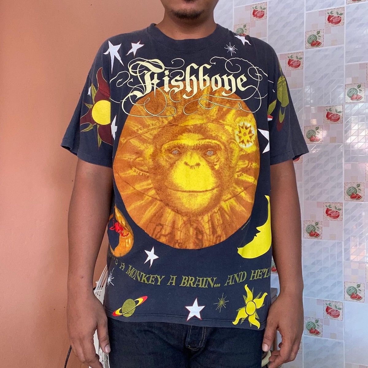 90s fish bone Tシャツ XL ヴィンテージ