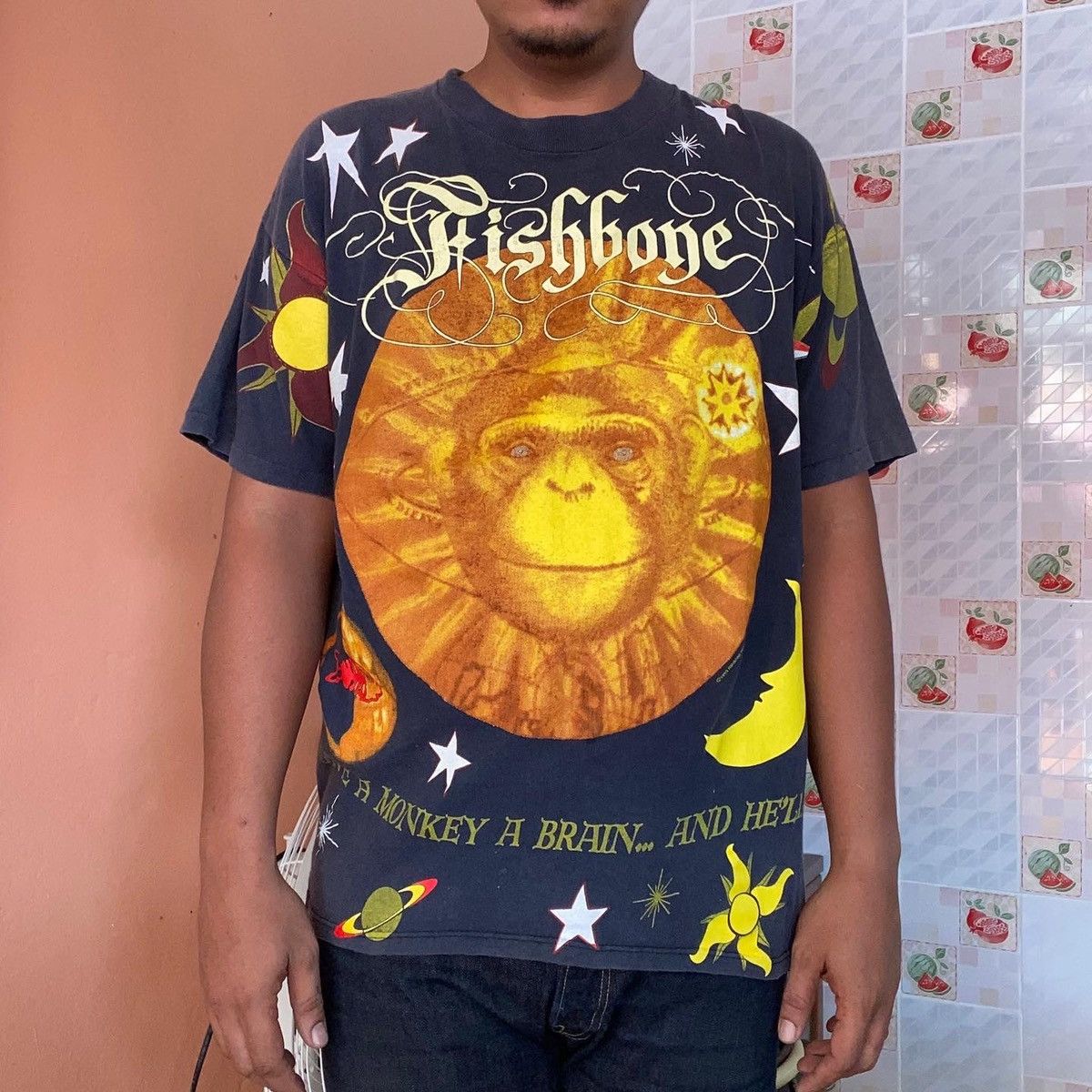 image of Band Tees x Brockum Vintage 90's Fishbone in Black, Men's (Size XL)