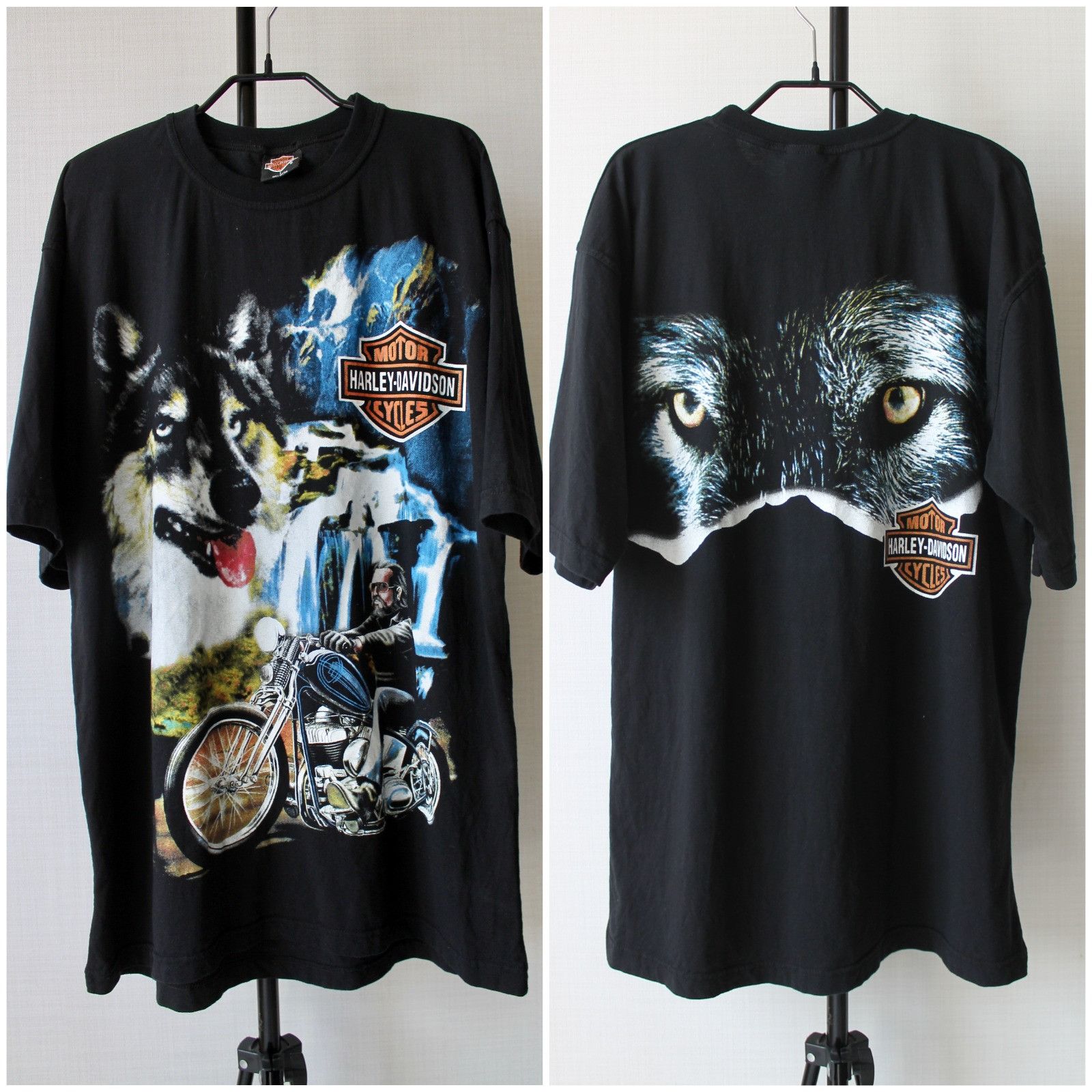 Harley Davidson × Vintage HARLEY - DAVIDSON Wolf t shirt tee Made In Usa Holoubek Size US L / EU 52-54 / 3 - 1 Thumbnail