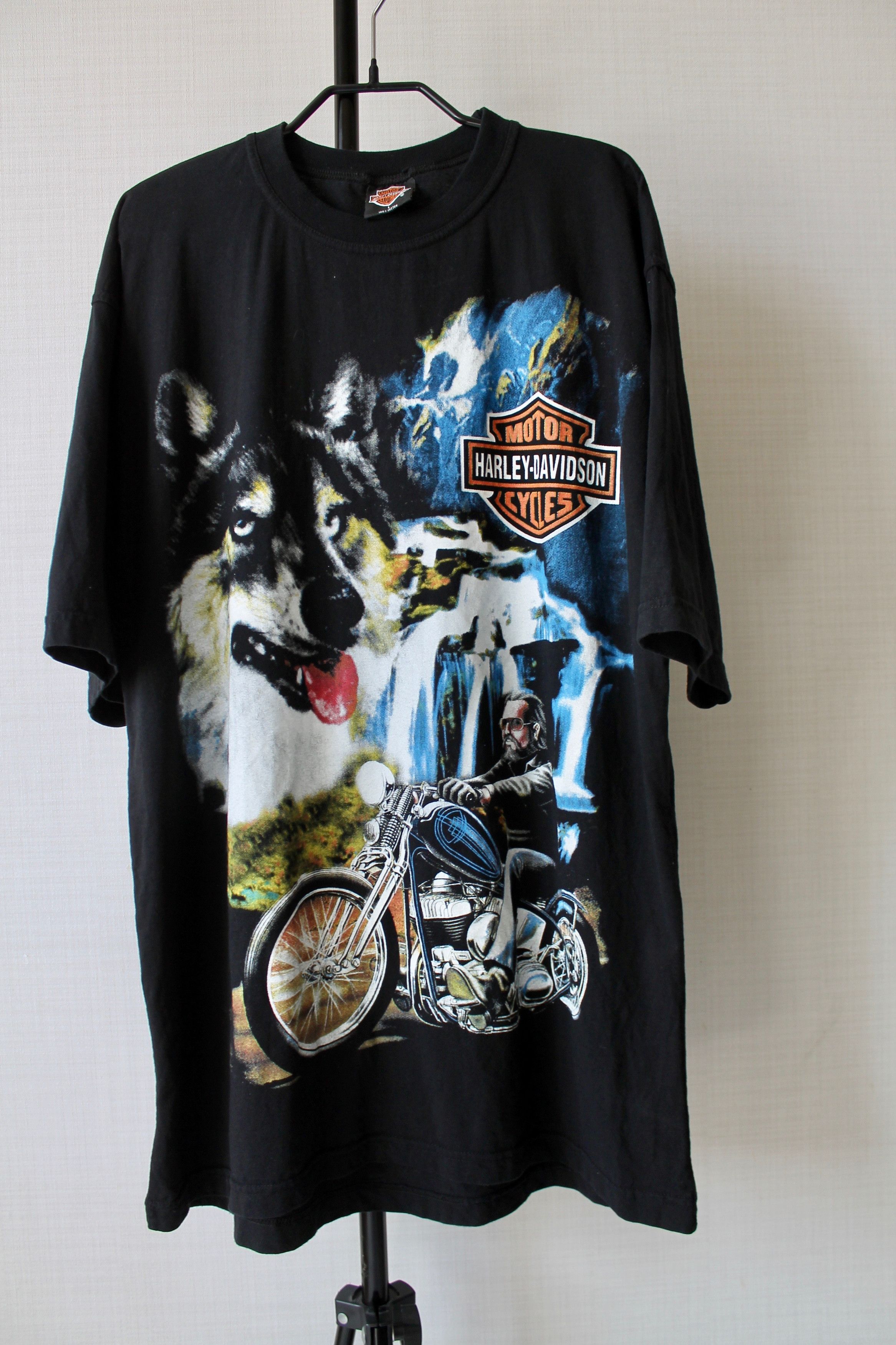 Harley Davidson × Vintage HARLEY - DAVIDSON Wolf t shirt tee Made In Usa Holoubek Size US L / EU 52-54 / 3 - 3 Thumbnail