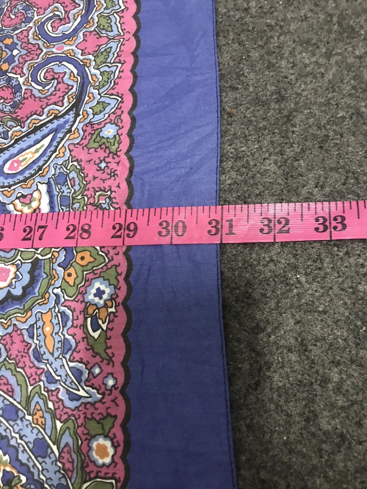 Vintage Abstract Floral Scarf Pocket Square Cotton Printed Size ONE SIZE - 5 Thumbnail