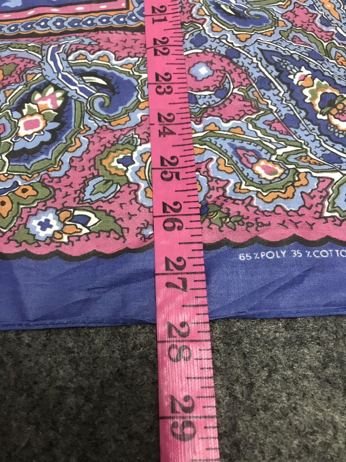 Vintage Abstract Floral Scarf Pocket Square Cotton Printed Size ONE SIZE - 6 Thumbnail