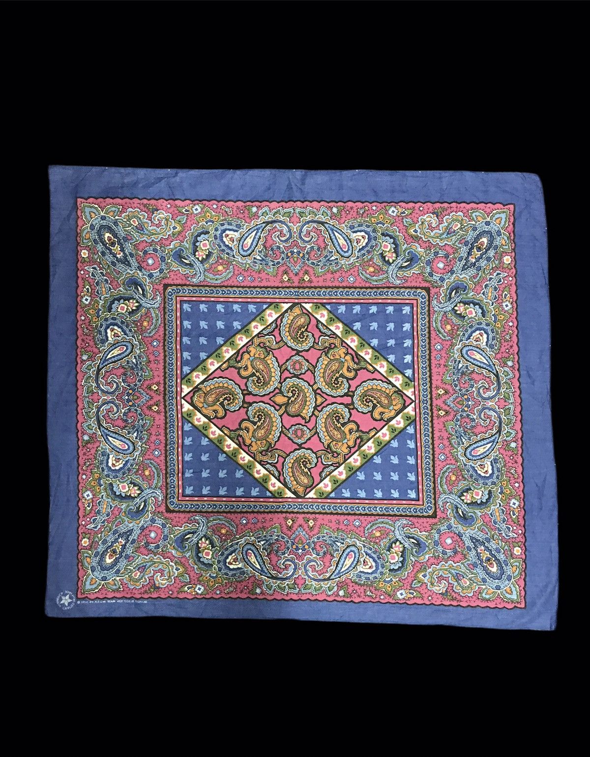 Vintage Abstract Floral Scarf Pocket Square Cotton Printed Size ONE SIZE - 3 Thumbnail