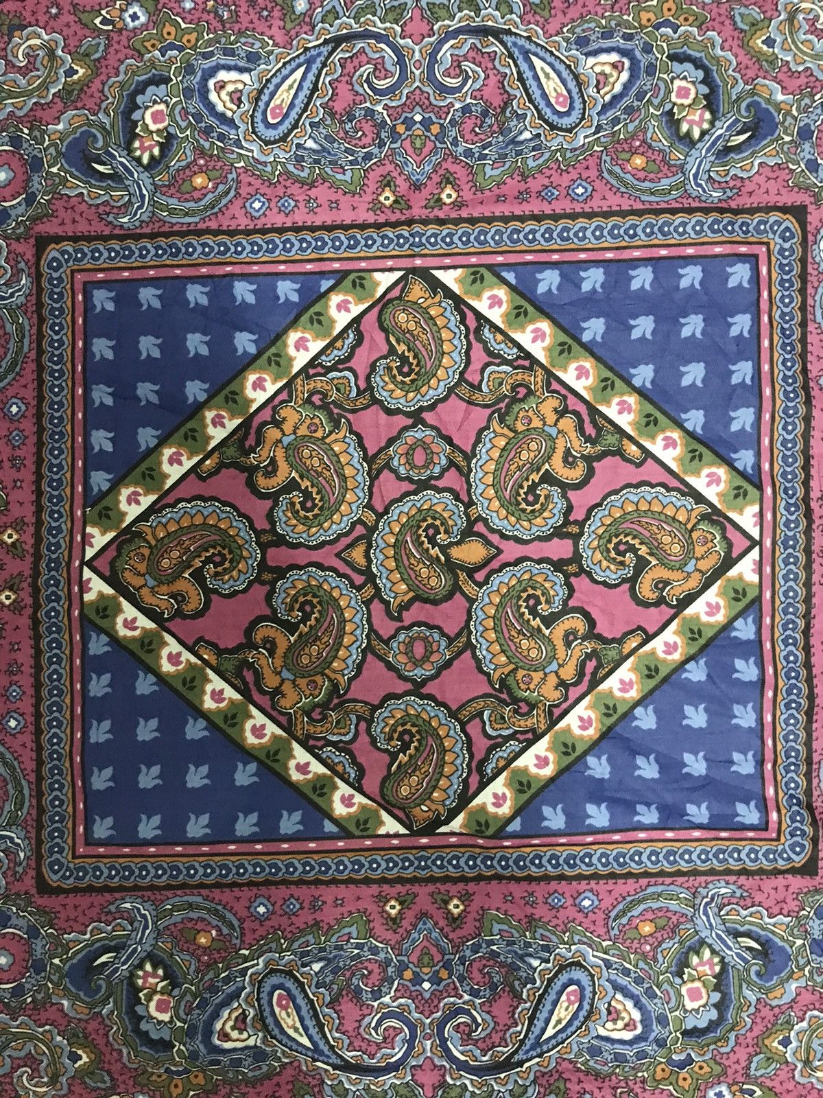 Vintage Abstract Floral Scarf Pocket Square Cotton Printed Size ONE SIZE - 1 Thumbnail