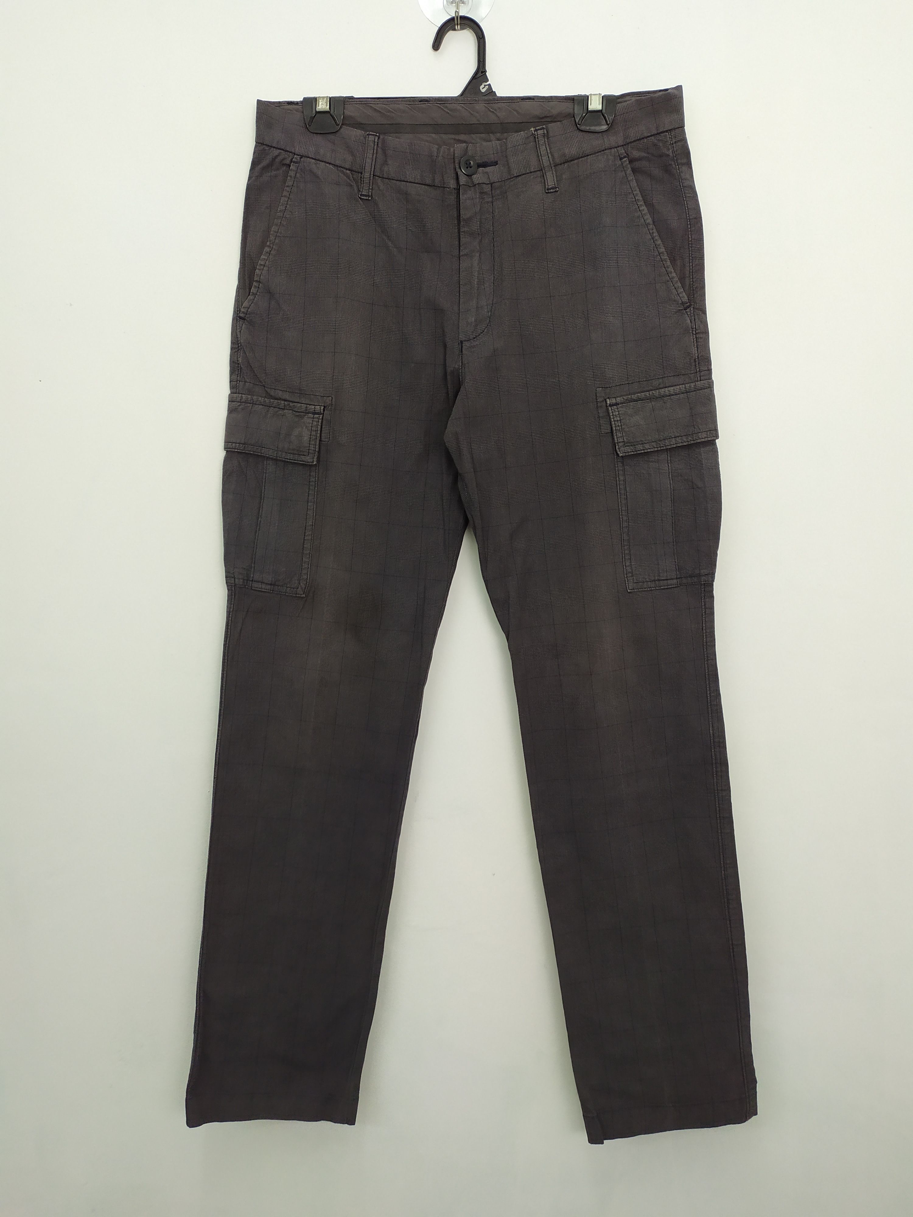 Flannel × Japanese Brand × Vintage JAPAN BRAND FADED BLACK CHEKERED CARGO PANTS Size US 32 / EU 48 - 1 Thumbnail