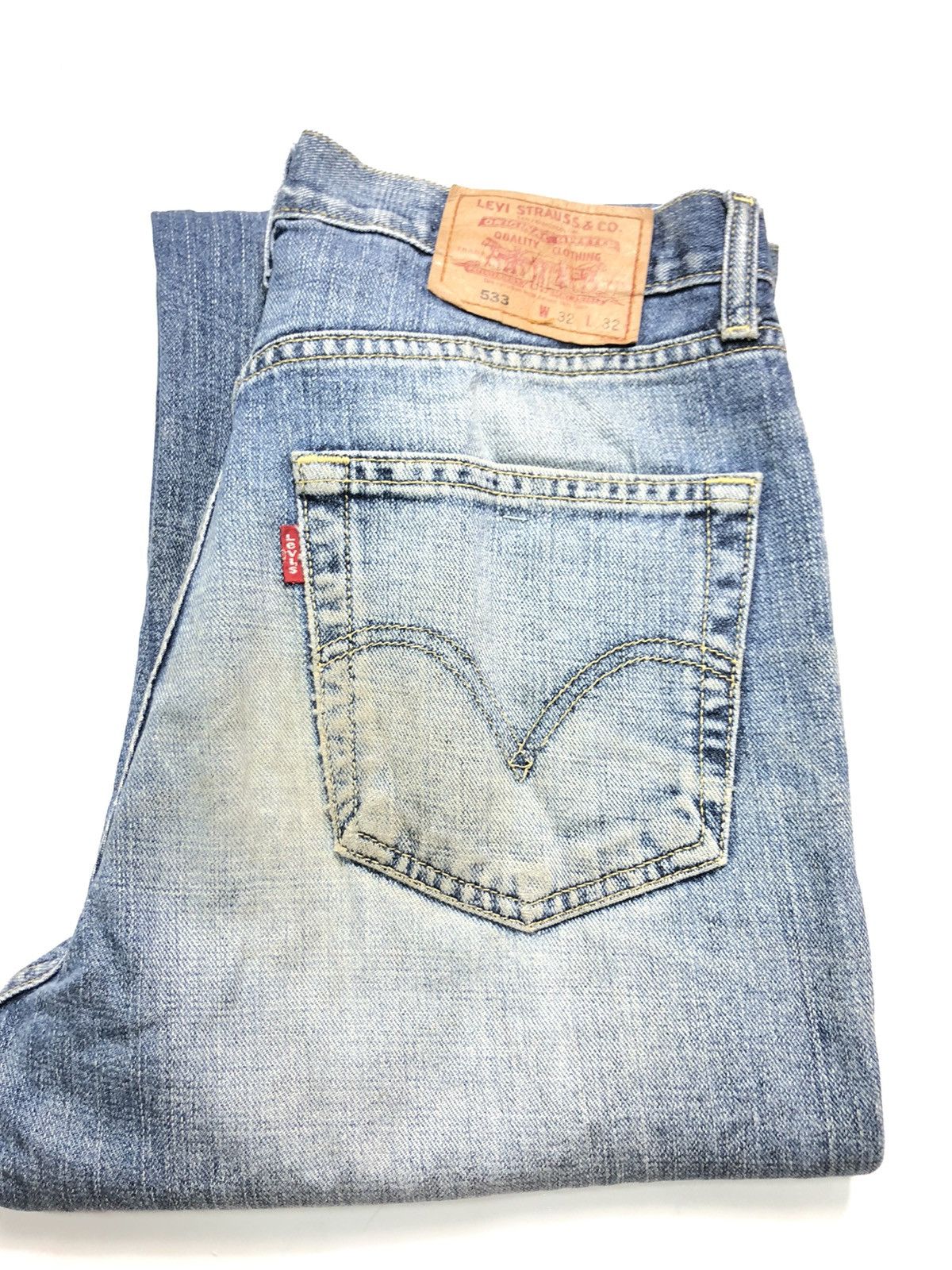 Levi's × Vintage VINTAGE 90s LEVIS 533 BLUE WASH DISTRESSED DENIM Size US 30 / EU 46 - 17 Thumbnail