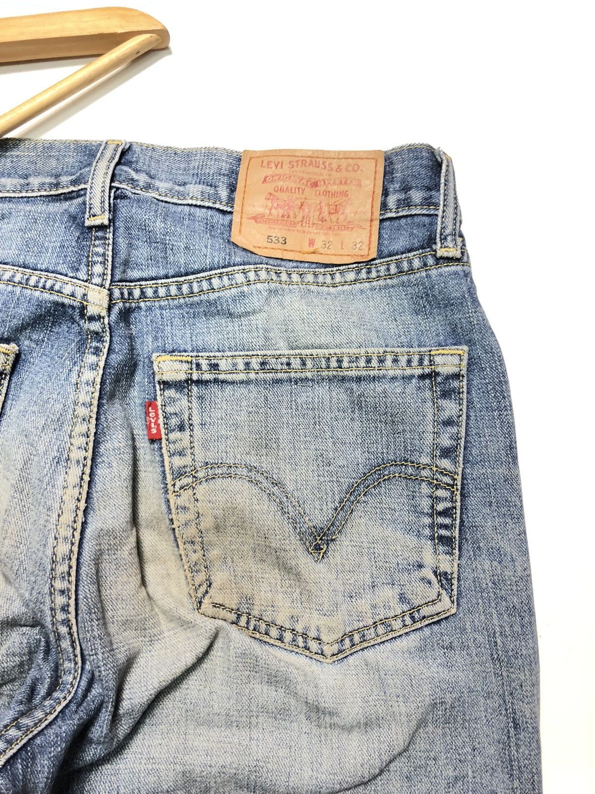 Levi's × Vintage VINTAGE 90s LEVIS 533 BLUE WASH DISTRESSED DENIM Size US 30 / EU 46 - 3 Thumbnail