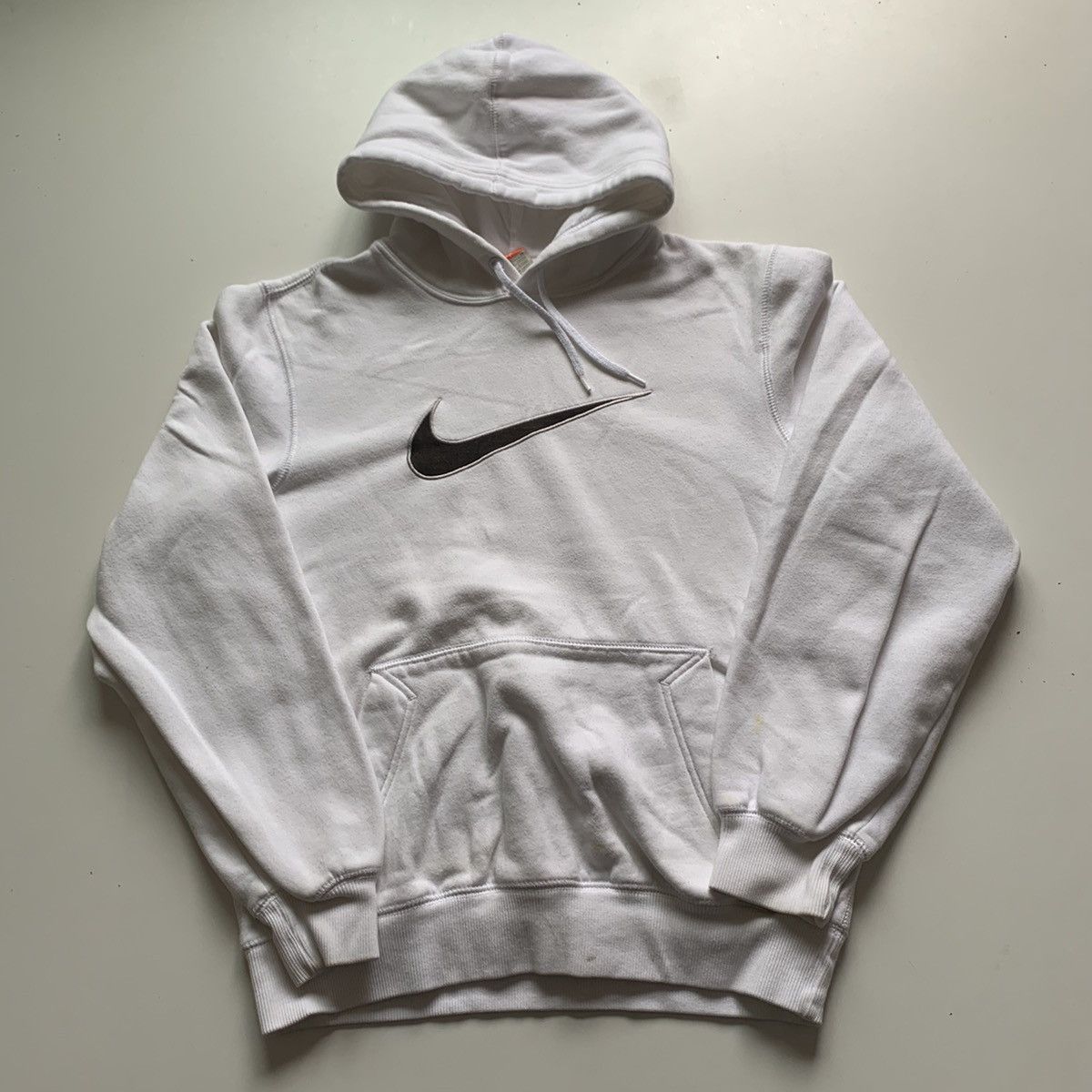 image of 2000S Nike Embroidered Big Swoosh Hoodie Small in White, Men's