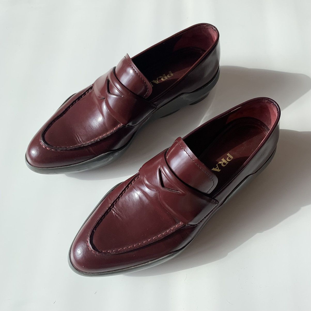 Prada Prada Penny Loafers Platforms Leather Granato / Grigio Size US 6 / IT 36 - 7 Thumbnail