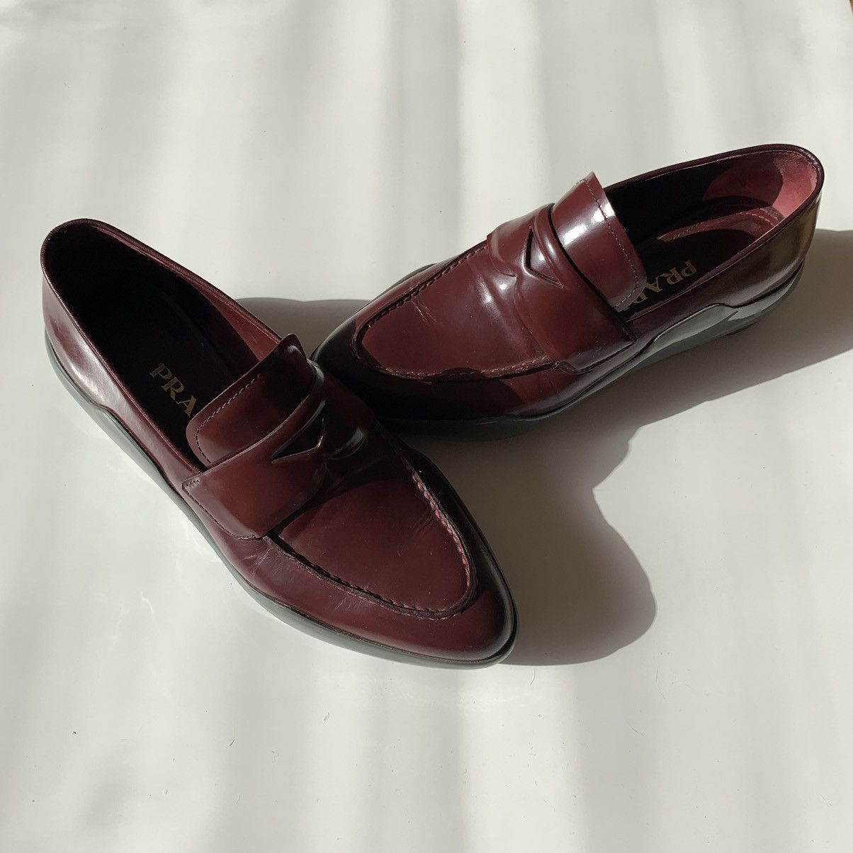 Prada Prada Penny Loafers Platforms Leather Granato / Grigio Size US 6 / IT 36 - 10 Thumbnail