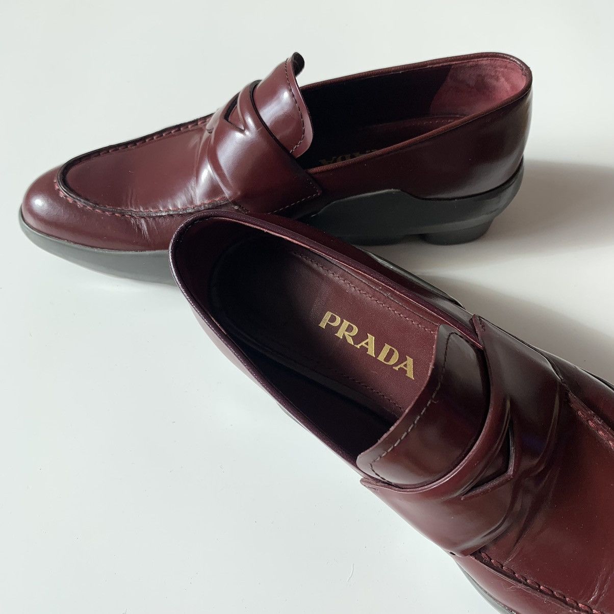 Prada Prada Penny Loafers Platforms Leather Granato / Grigio Size US 6 / IT 36 - 12 Thumbnail