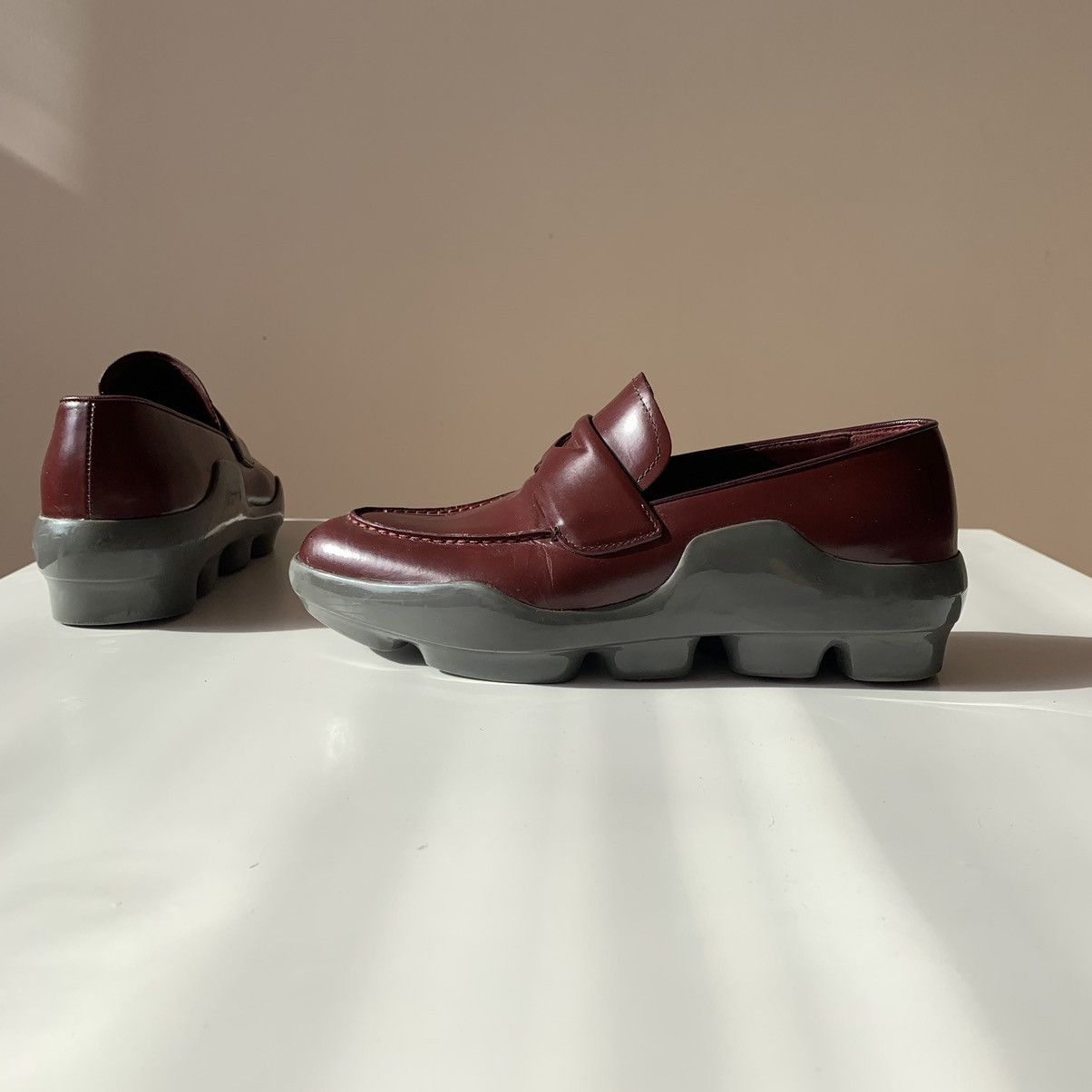 Prada Prada Penny Loafers Platforms Leather Granato / Grigio Size US 6 / IT 36 - 5 Thumbnail