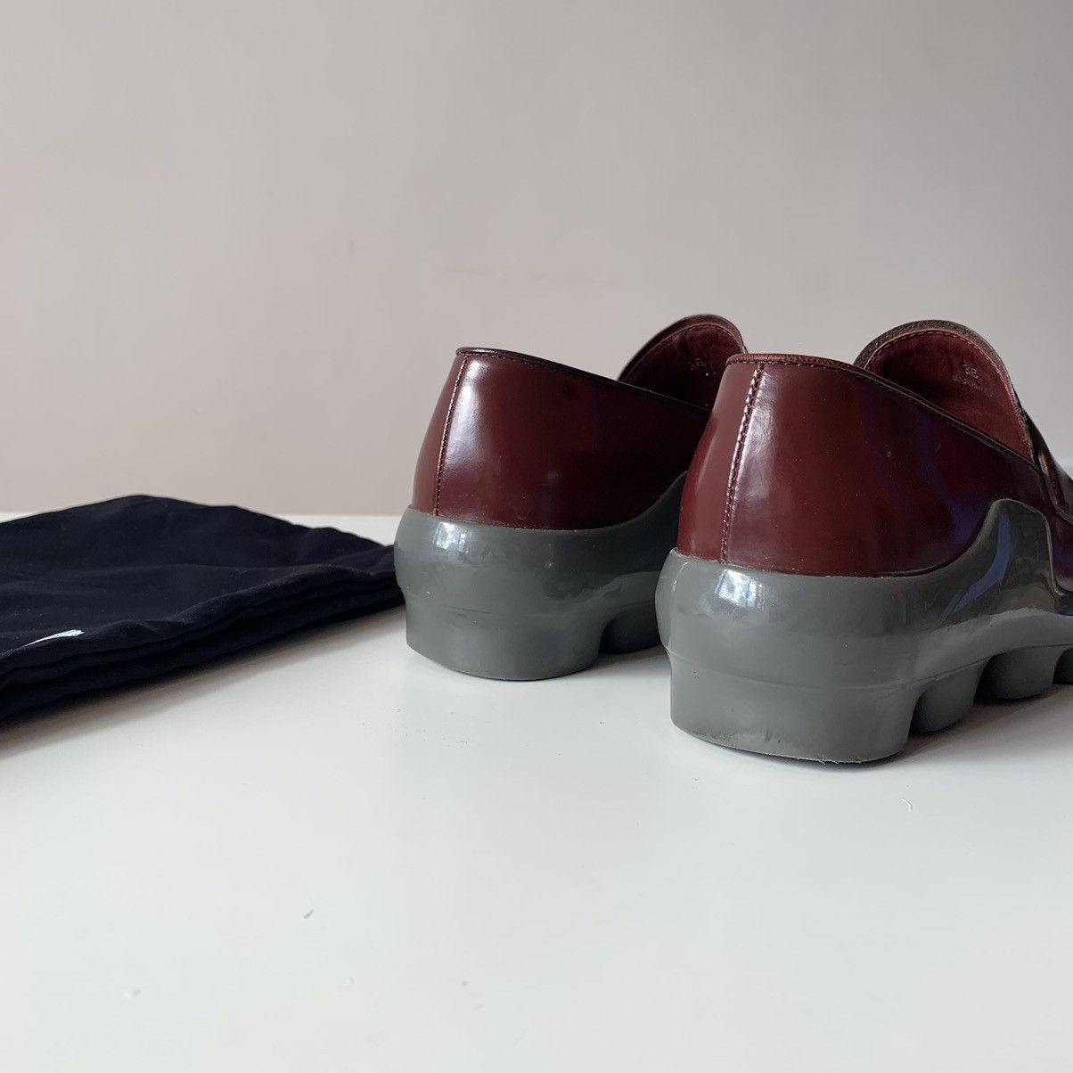 Prada Prada Penny Loafers Platforms Leather Granato / Grigio Size US 6 / IT 36 - 8 Thumbnail