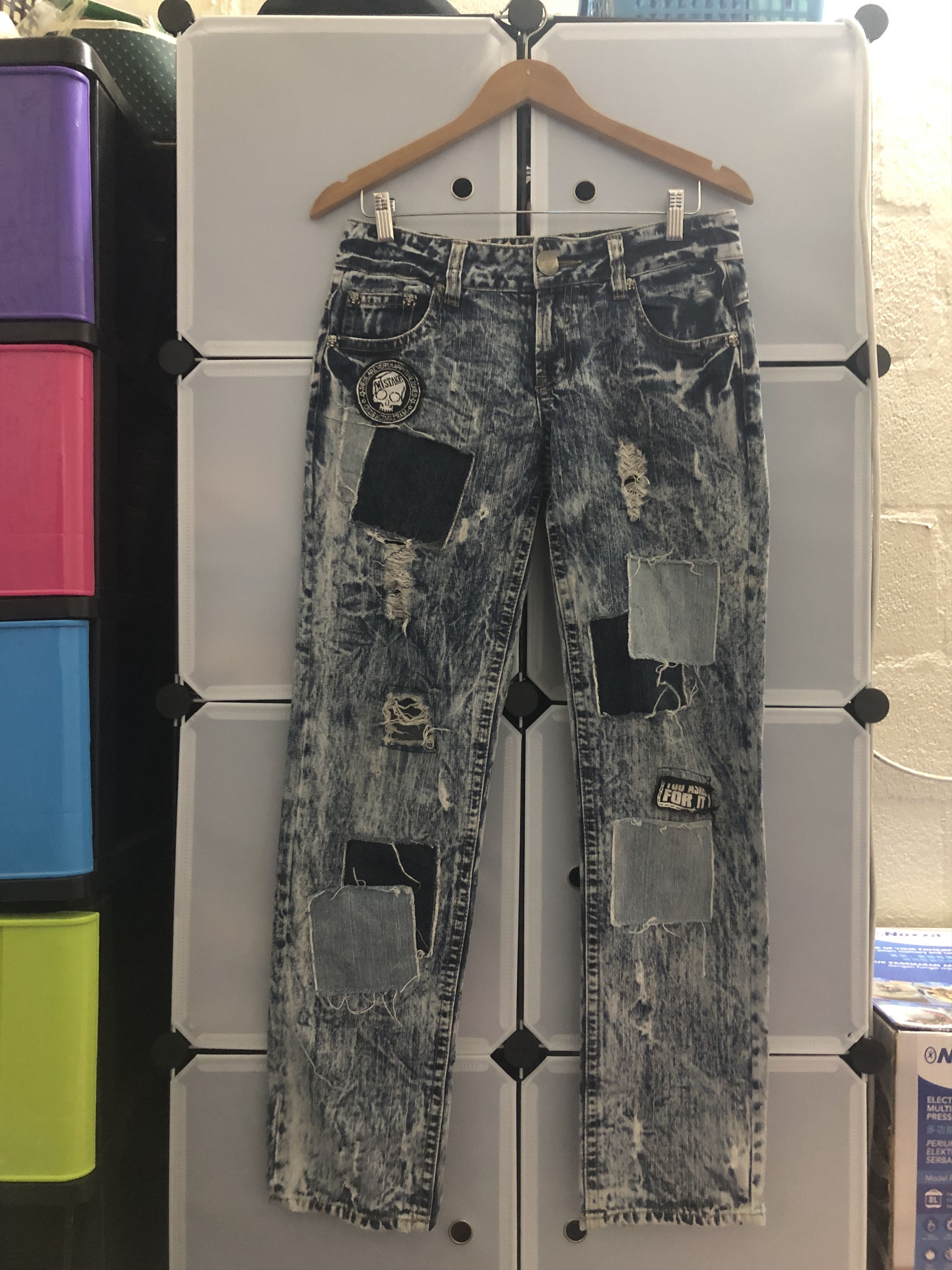 Japanese Brand × Seditionaries Vestiamo Acid Wash Short Rise Patchwork Denim Pants Size US 32 / EU 48 - 1 Thumbnail