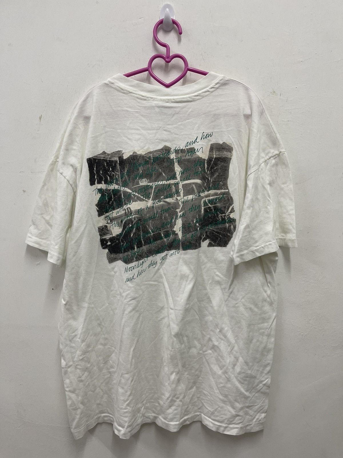Vintage Rare 90s Vintage FREEDOM STREET Taxi Poem Thrashed Tee Size US L / EU 52-54 / 3 - 1 Thumbnail