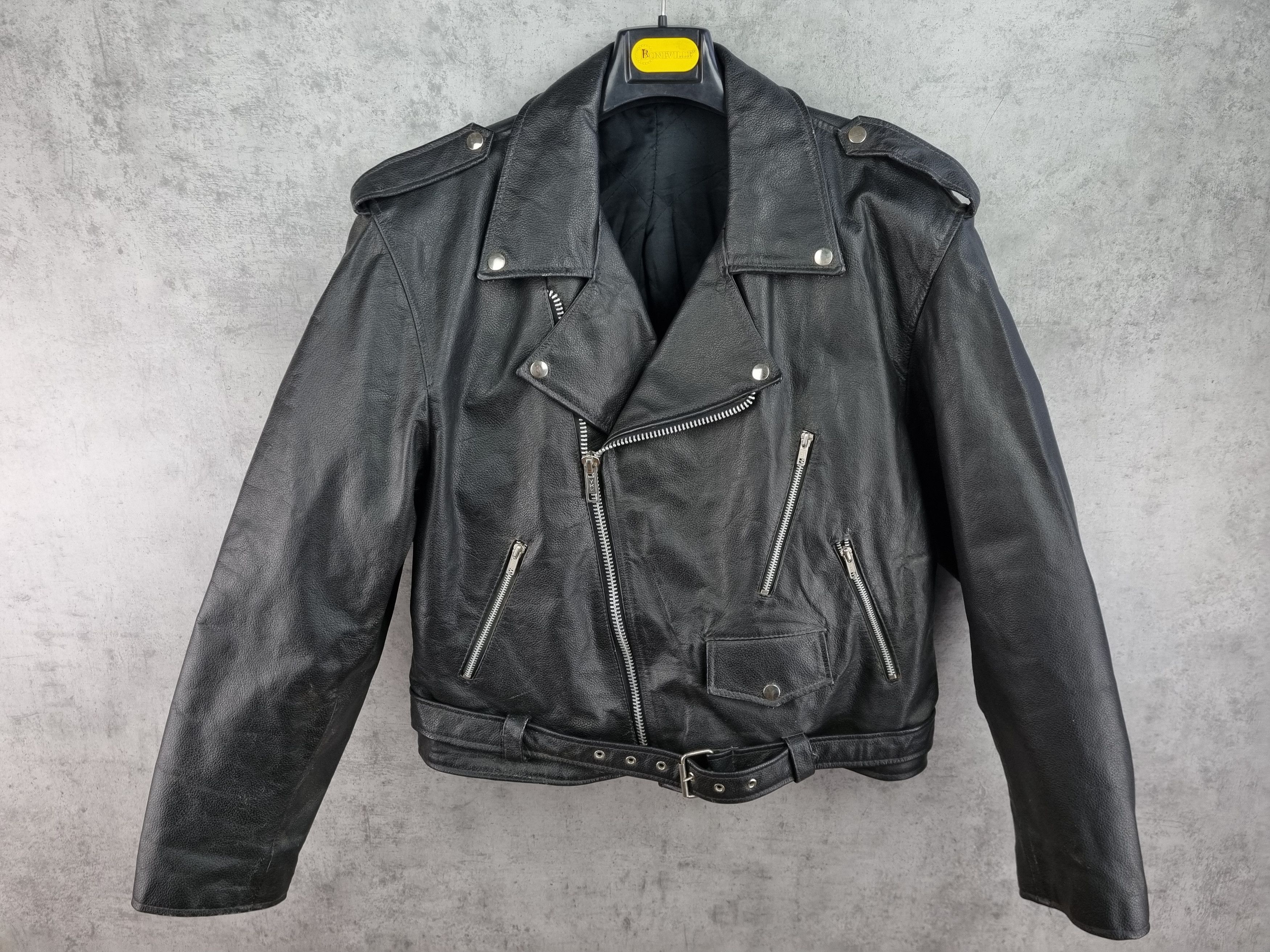 Genuine Leather × Leather × Vintage 90s Vintage Leather Biker Jacket Size US XL / EU 56 / 4 - 12 Thumbnail