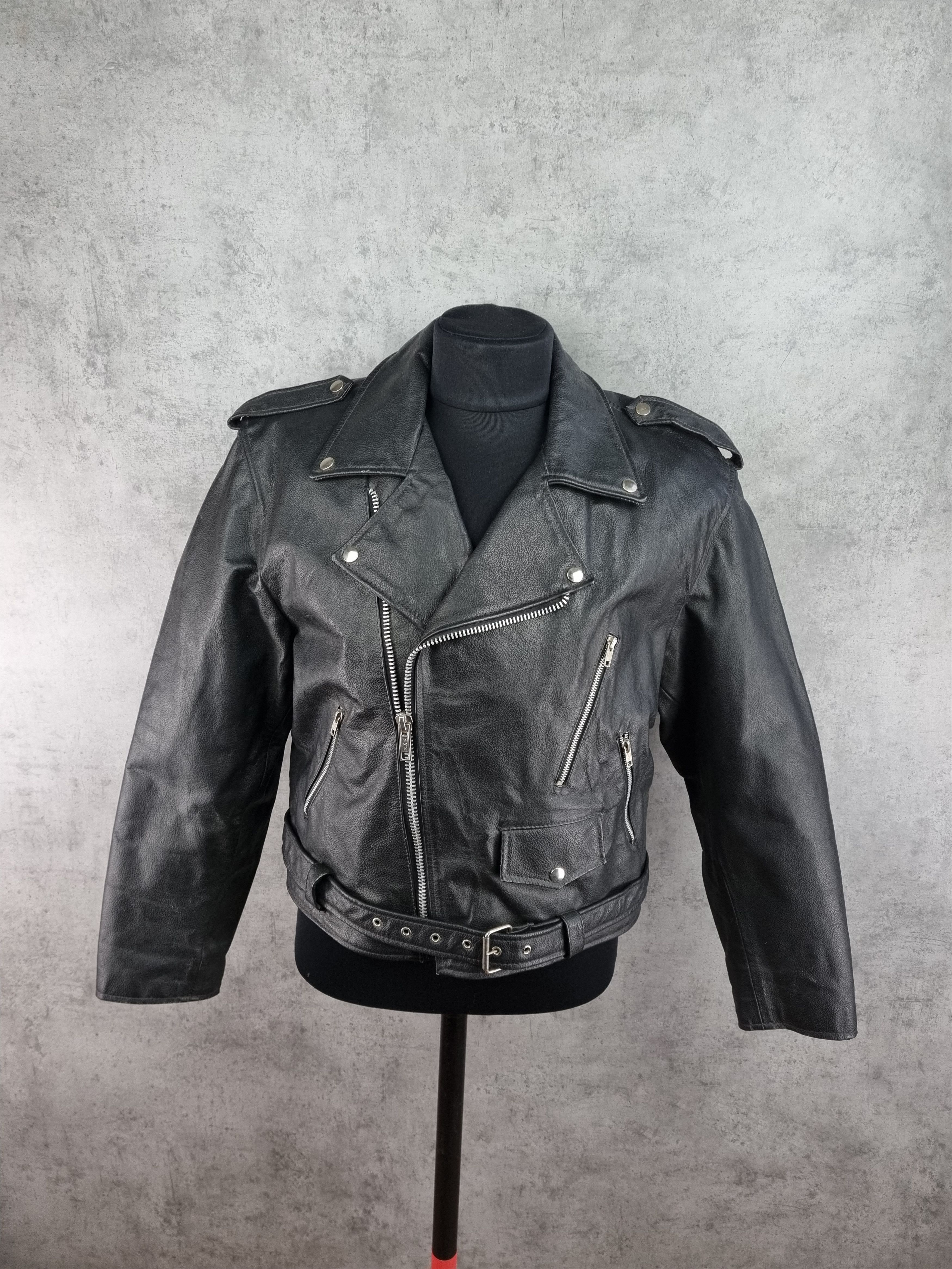 Genuine Leather × Leather × Vintage 90s Vintage Leather Biker Jacket Size US XL / EU 56 / 4 - 2 Thumbnail