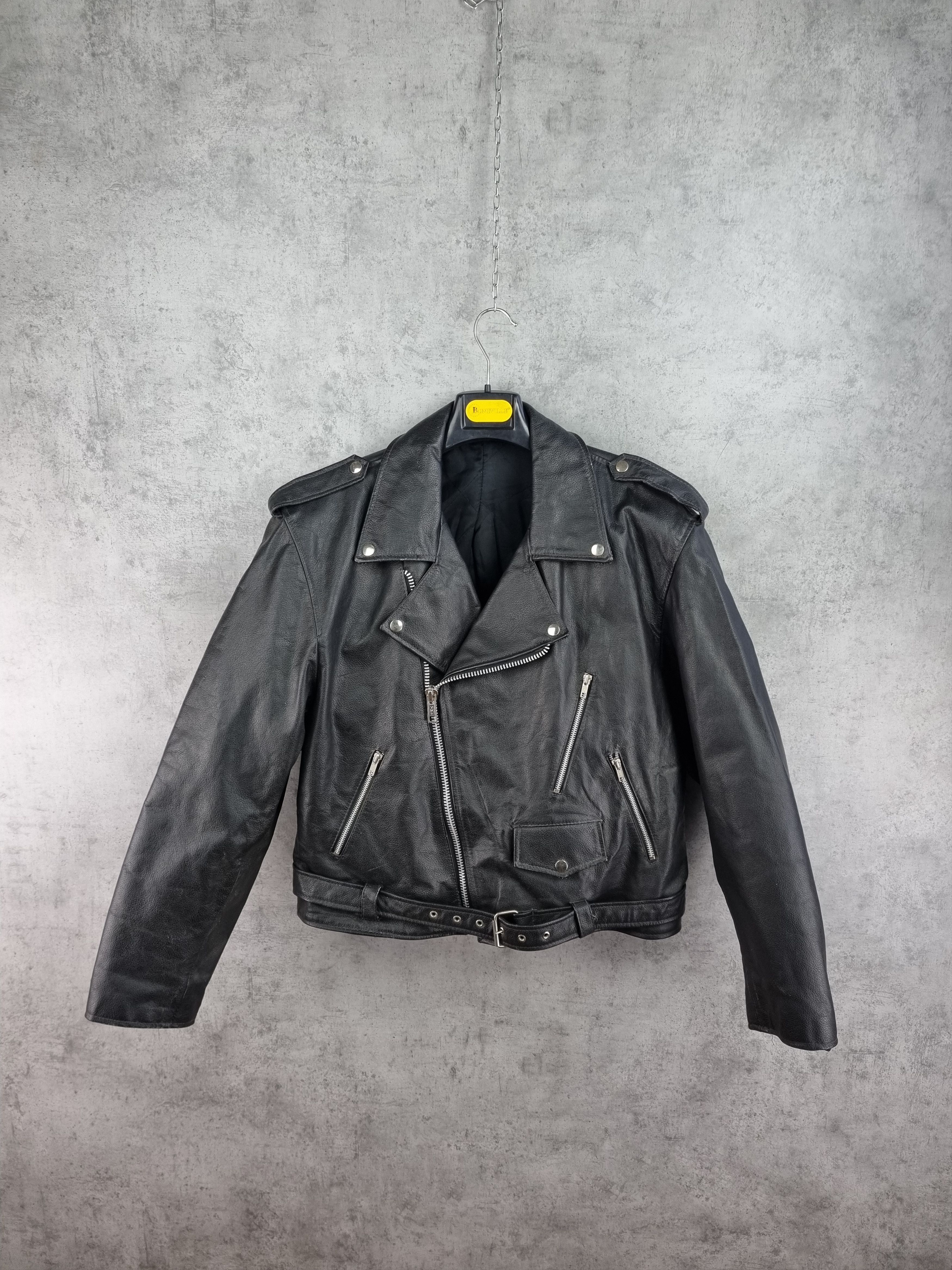 Genuine Leather × Leather × Vintage 90s Vintage Leather Biker Jacket Size US XL / EU 56 / 4 - 4 Thumbnail