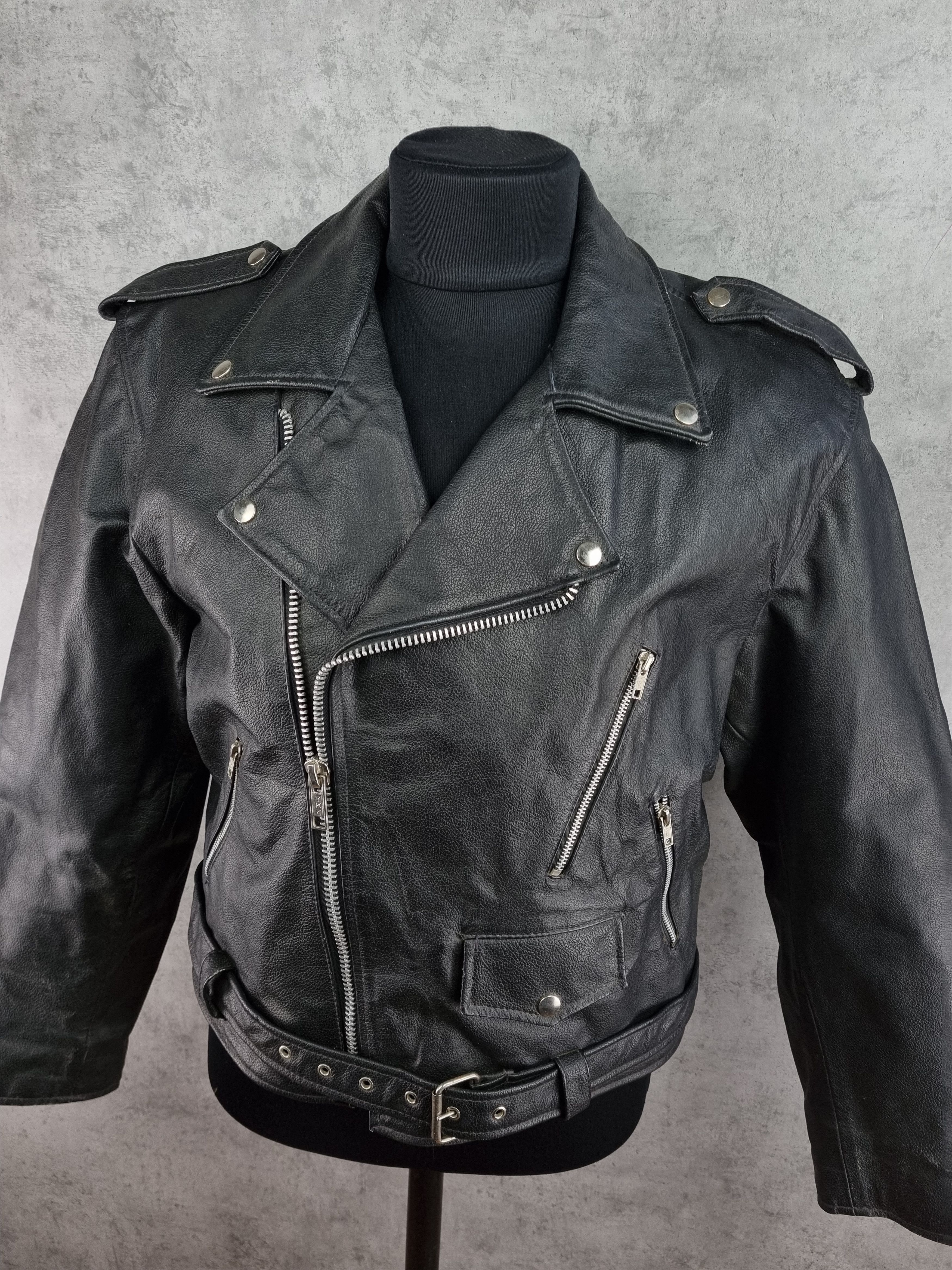 Genuine Leather × Leather × Vintage 90s Vintage Leather Biker Jacket Size US XL / EU 56 / 4 - 6 Thumbnail