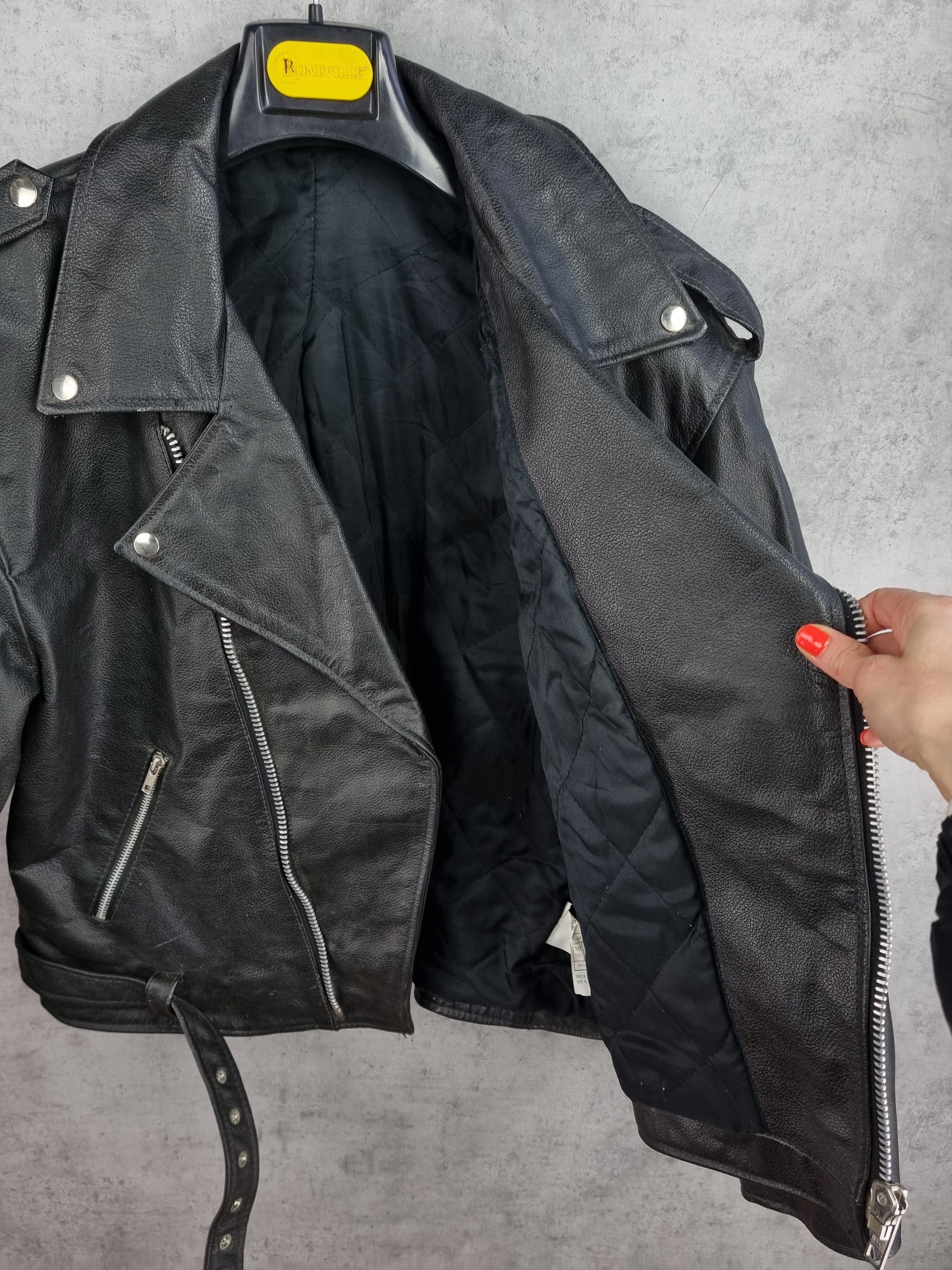 Genuine Leather × Leather × Vintage 90s Vintage Leather Biker Jacket Size US XL / EU 56 / 4 - 10 Thumbnail