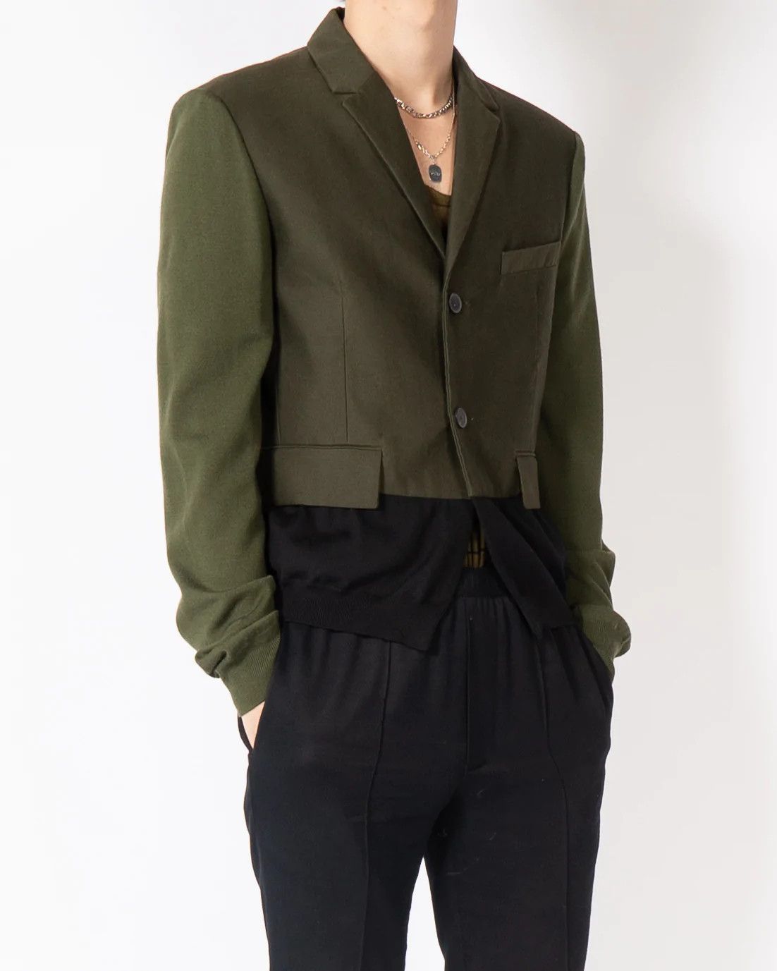 Haider Ackermann SS20 Green Knitted Hem Blazer Size 48R - 1 Thumbnail