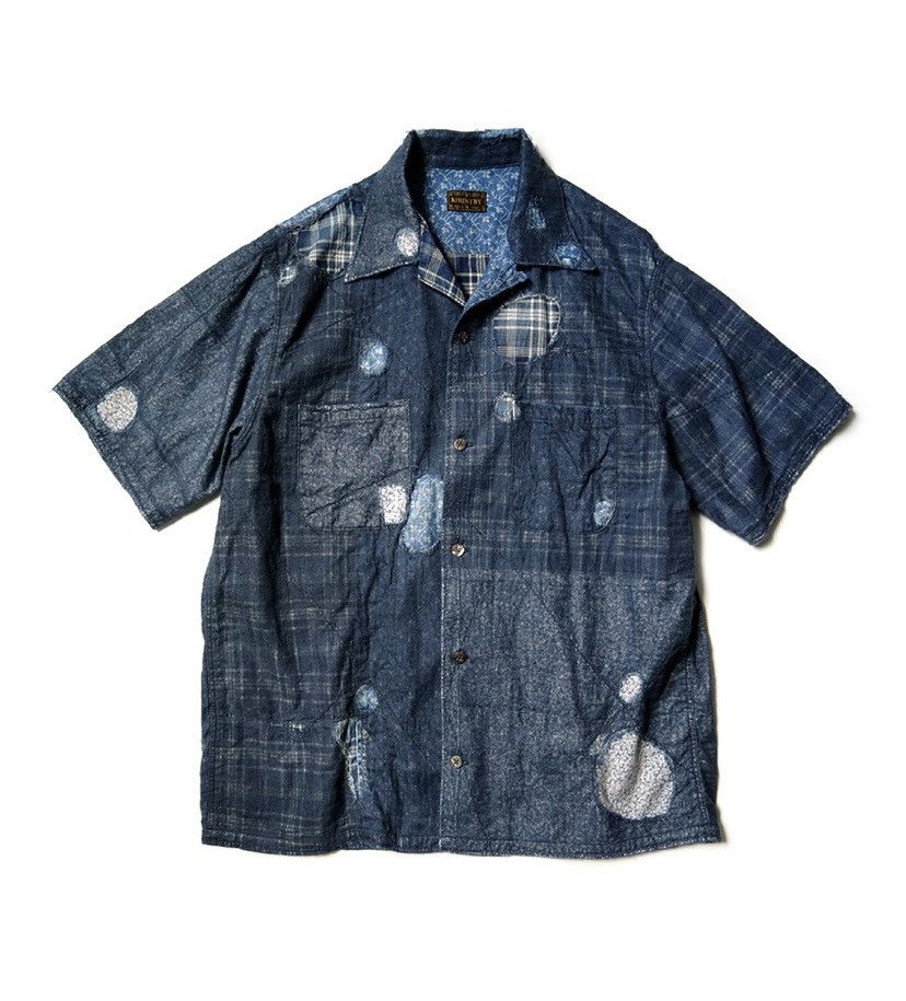 image of Kapital Boro Patchwork Aloha Shirts Size 5 in Indigo, Men's