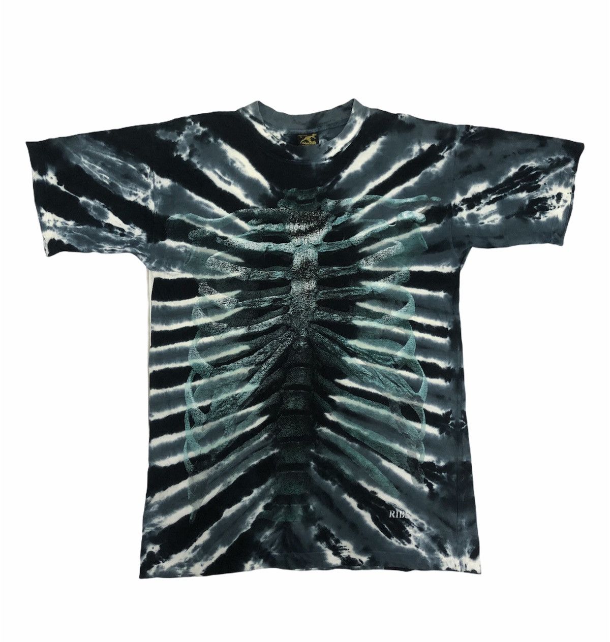 Vintage Vintage Ribs Skull Tie Dye Bleach T-Shirt Size US M / EU 48-50 / 2 - 1 Thumbnail