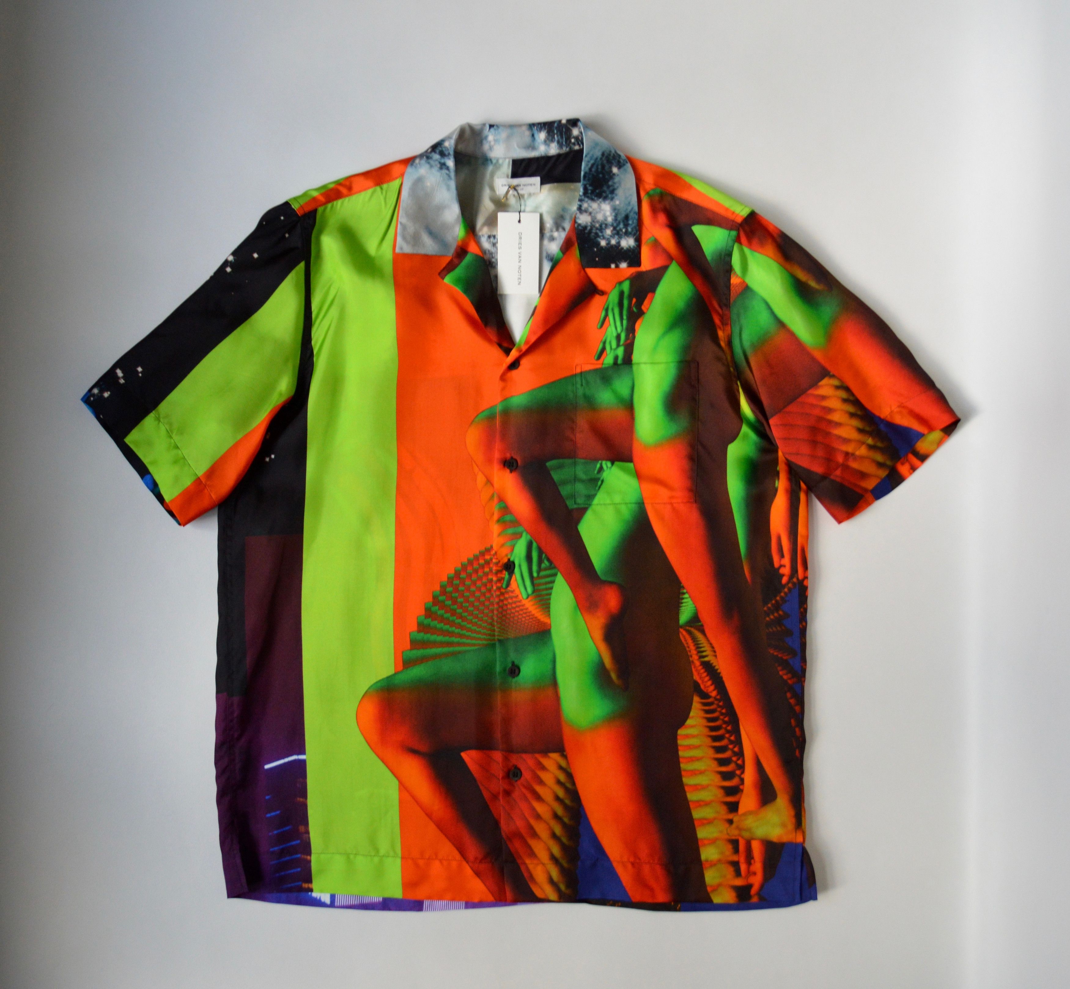 image of Dries Van Noten S/s 20 Yoshirotten Collage Camp Collar Shirt, Men's (Size Medium)
