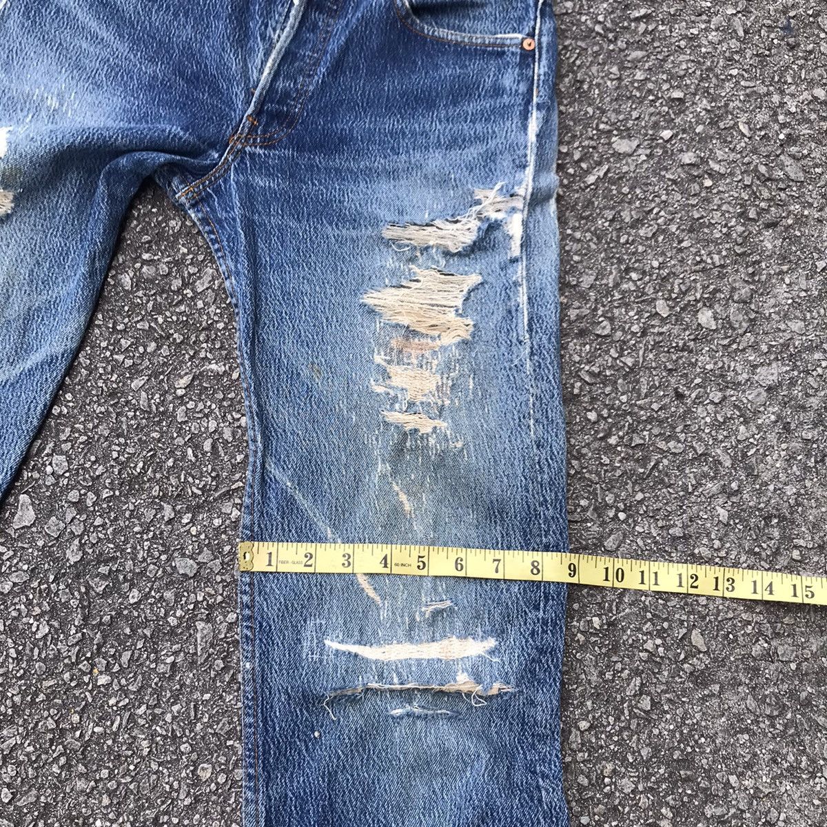 Levi's Vintage Levis 501 Stone Wash Thrashed Jeans Grunge Size US 30 / EU 46 - 22 Thumbnail