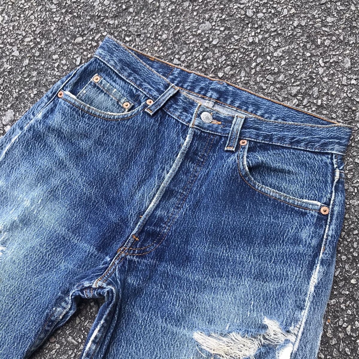 Levi's Vintage Levis 501 Stone Wash Thrashed Jeans Grunge Size US 30 / EU 46 - 6 Thumbnail