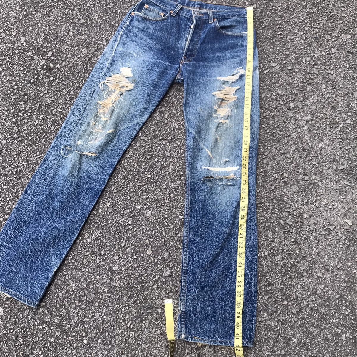 Levi's Vintage Levis 501 Stone Wash Thrashed Jeans Grunge Size US 30 / EU 46 - 20 Thumbnail