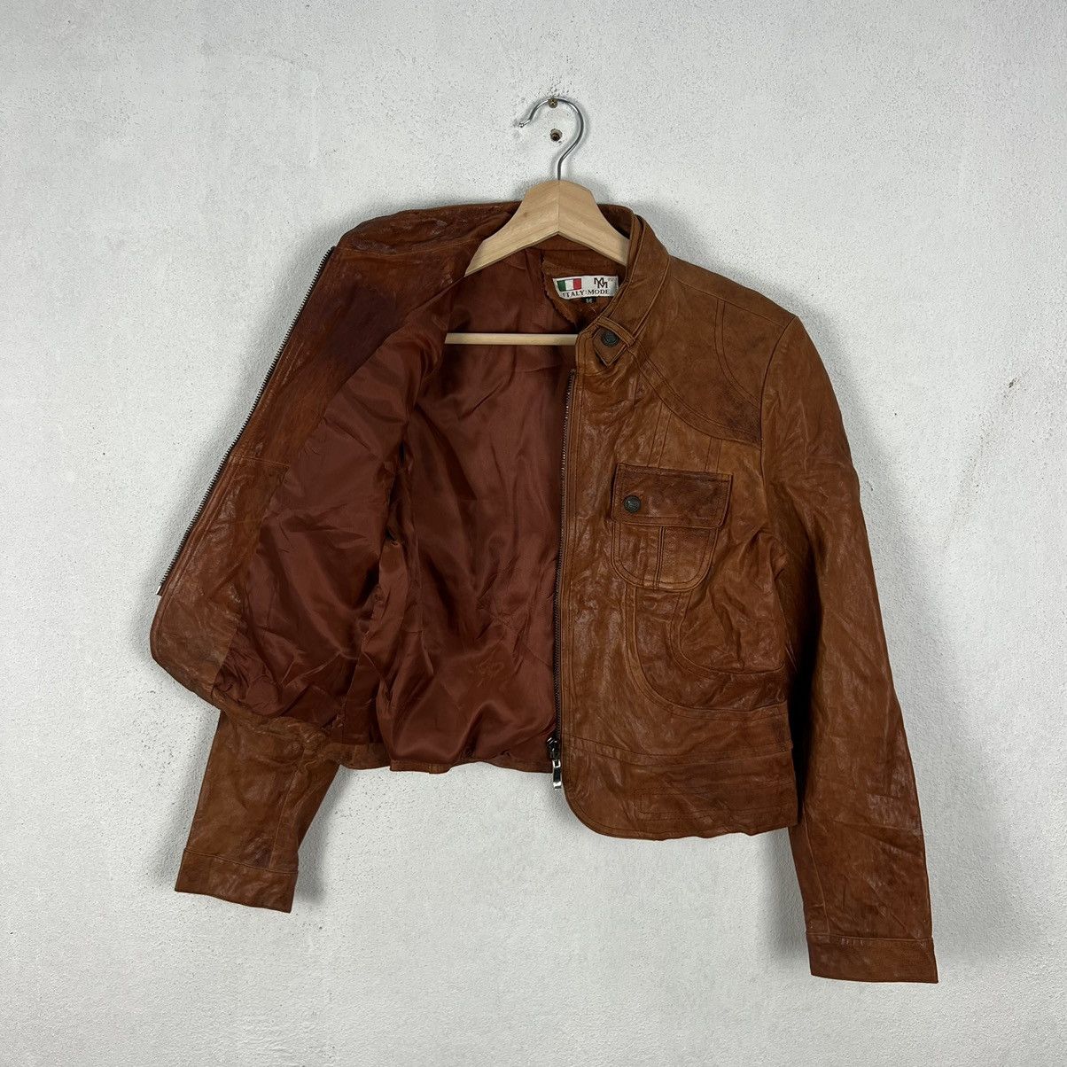 Vintage VINTAGE ITALIA : MODE MM CROPPED LEATHER JACKET Size US XS / EU 42 / 0 - 11 Thumbnail