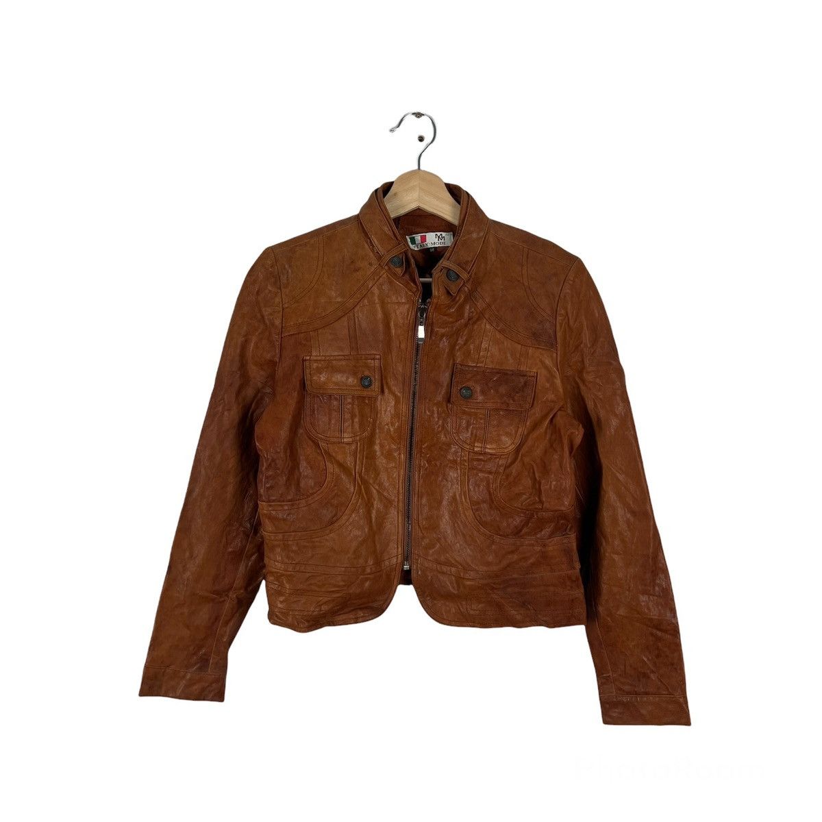 Vintage VINTAGE ITALIA : MODE MM CROPPED LEATHER JACKET Size US XS / EU 42 / 0 - 1 Thumbnail