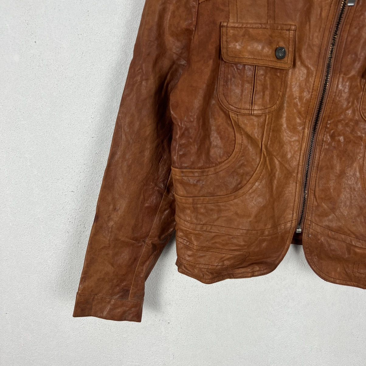 Vintage VINTAGE ITALIA : MODE MM CROPPED LEATHER JACKET Size US XS / EU 42 / 0 - 4 Thumbnail
