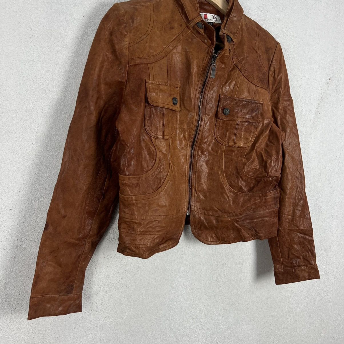 Vintage VINTAGE ITALIA : MODE MM CROPPED LEATHER JACKET Size US XS / EU 42 / 0 - 5 Thumbnail