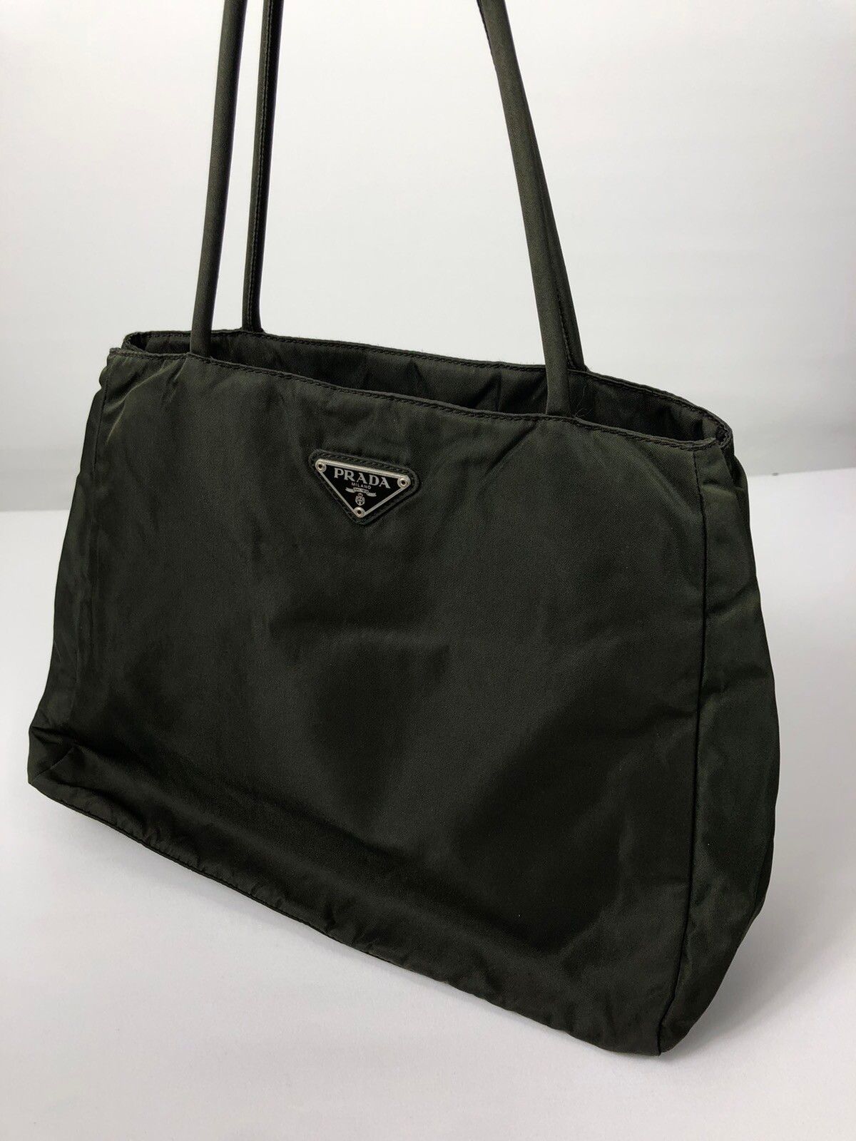 Pre-owned Prada Tessuto Nylon Tote Bag In Green