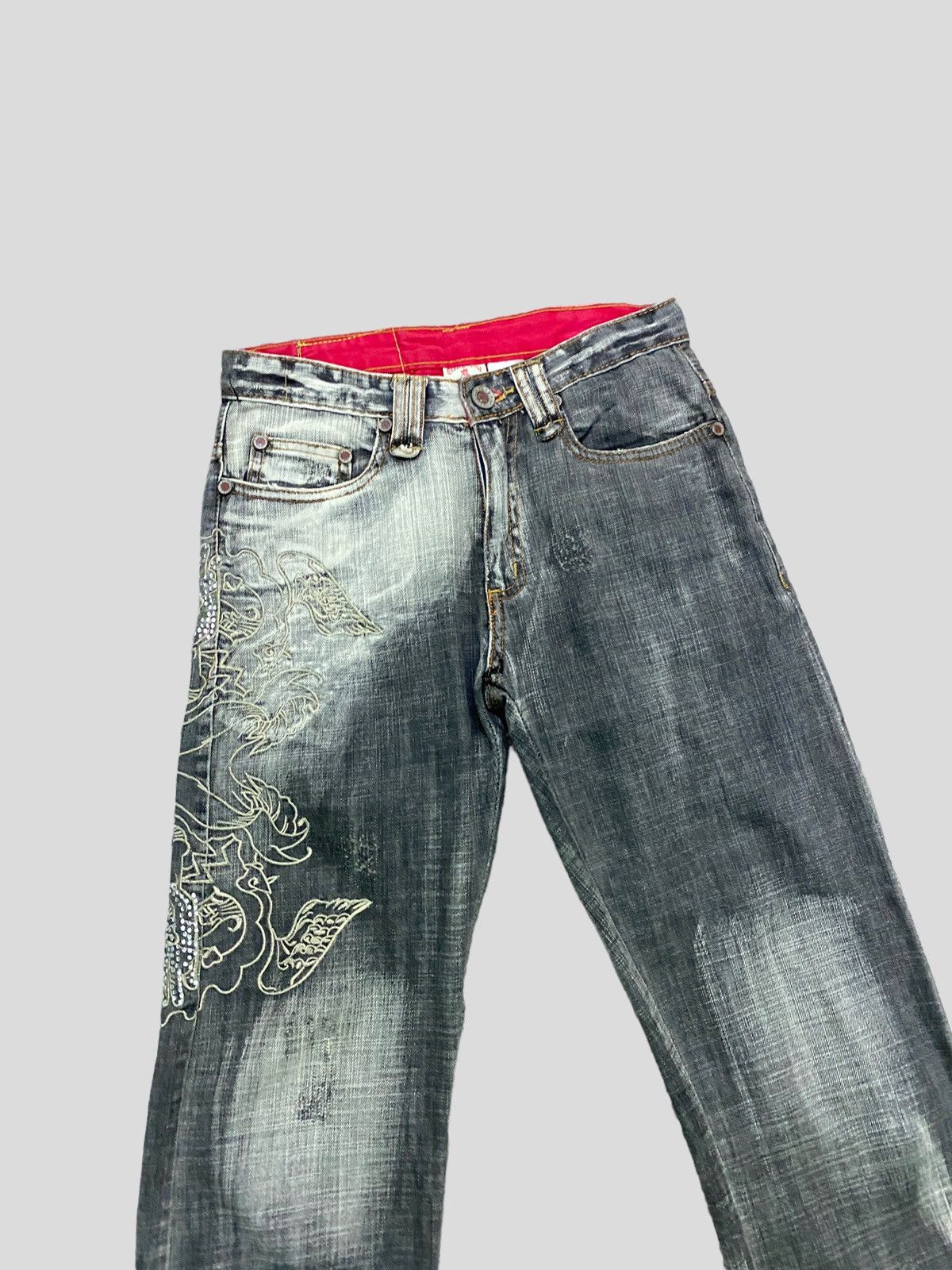 Japanese Brand × Vintage VINTAGE CRAZY LEOPARD EMBROIDERY RARE DESIGN DENIM Size US 27 - 4 Thumbnail