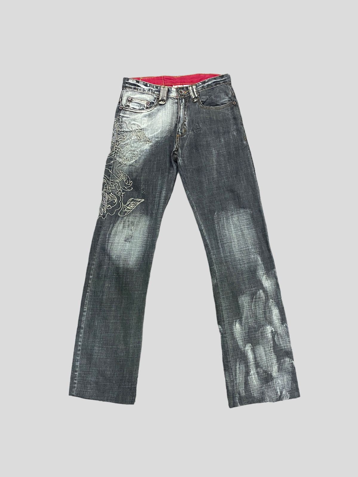 Japanese Brand × Vintage VINTAGE CRAZY LEOPARD EMBROIDERY RARE DESIGN DENIM Size US 27 - 1 Thumbnail