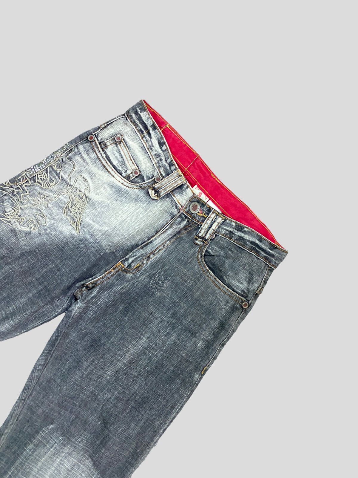 Japanese Brand × Vintage VINTAGE CRAZY LEOPARD EMBROIDERY RARE DESIGN DENIM Size US 27 - 3 Thumbnail