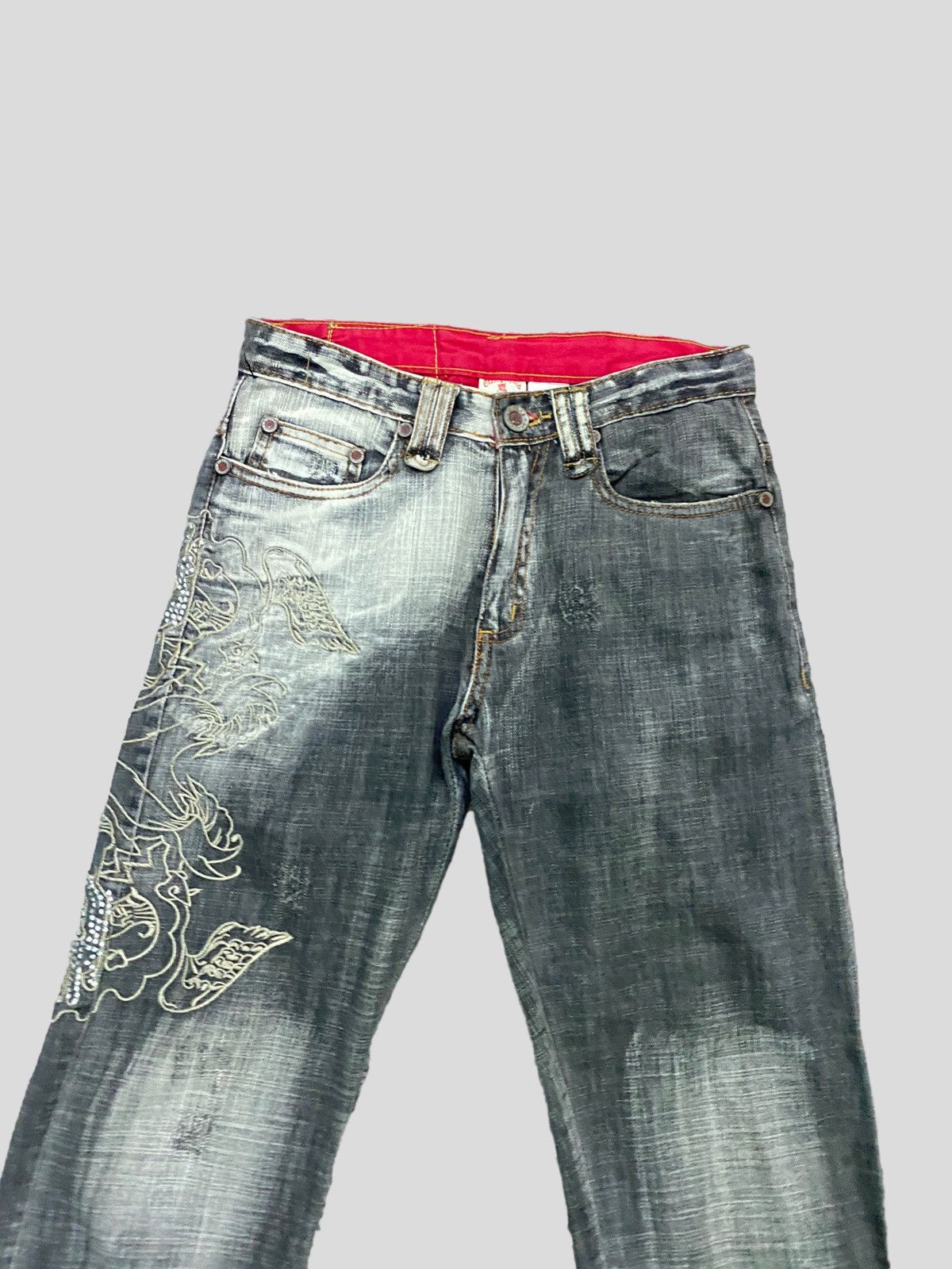 Japanese Brand × Vintage VINTAGE CRAZY LEOPARD EMBROIDERY RARE DESIGN DENIM Size US 27 - 5 Thumbnail