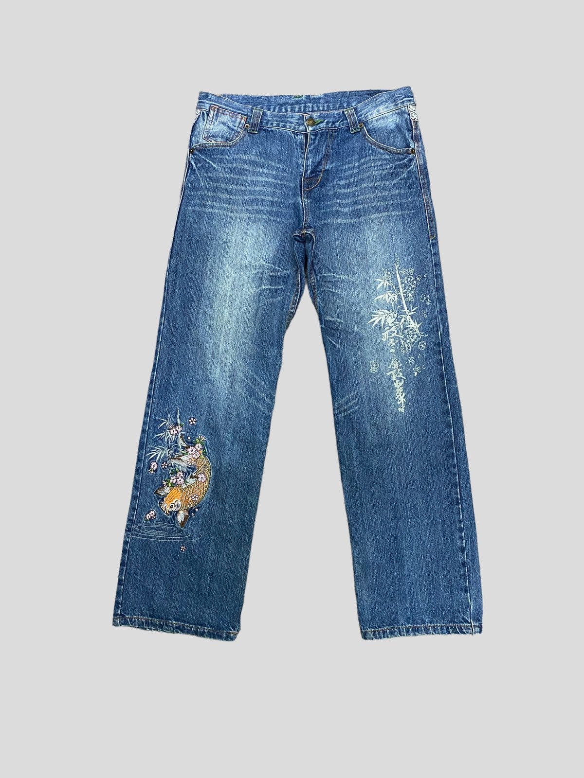 Japanese Brand × Vintage VINTAGE VILLAST JAPANESE TRADITIONAL EMBROIDERY DENIM JEANS Size US 31 - 1 Thumbnail