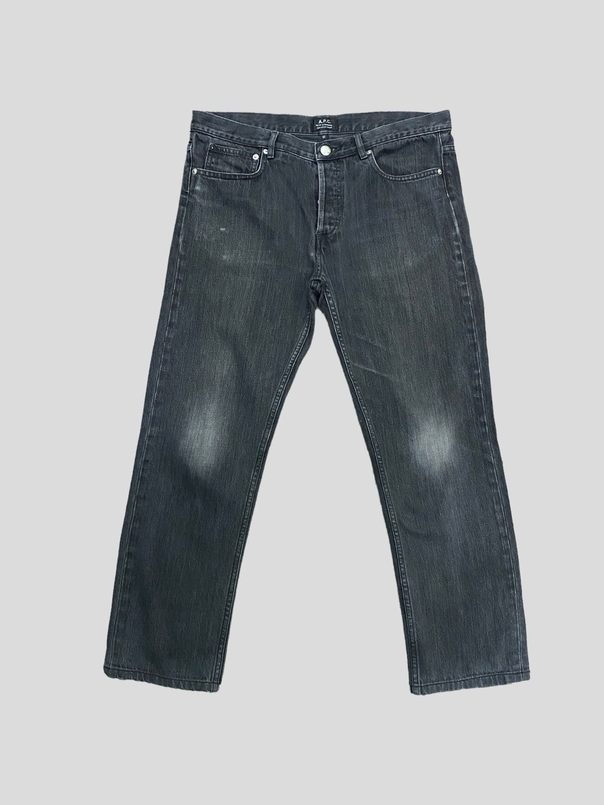 A.P.C. × Designer A.P.C PETIT STANDARD JEANS DROIT ETROIT BLACK FADED DENIM Size US 32 / EU 48 - 1 Thumbnail