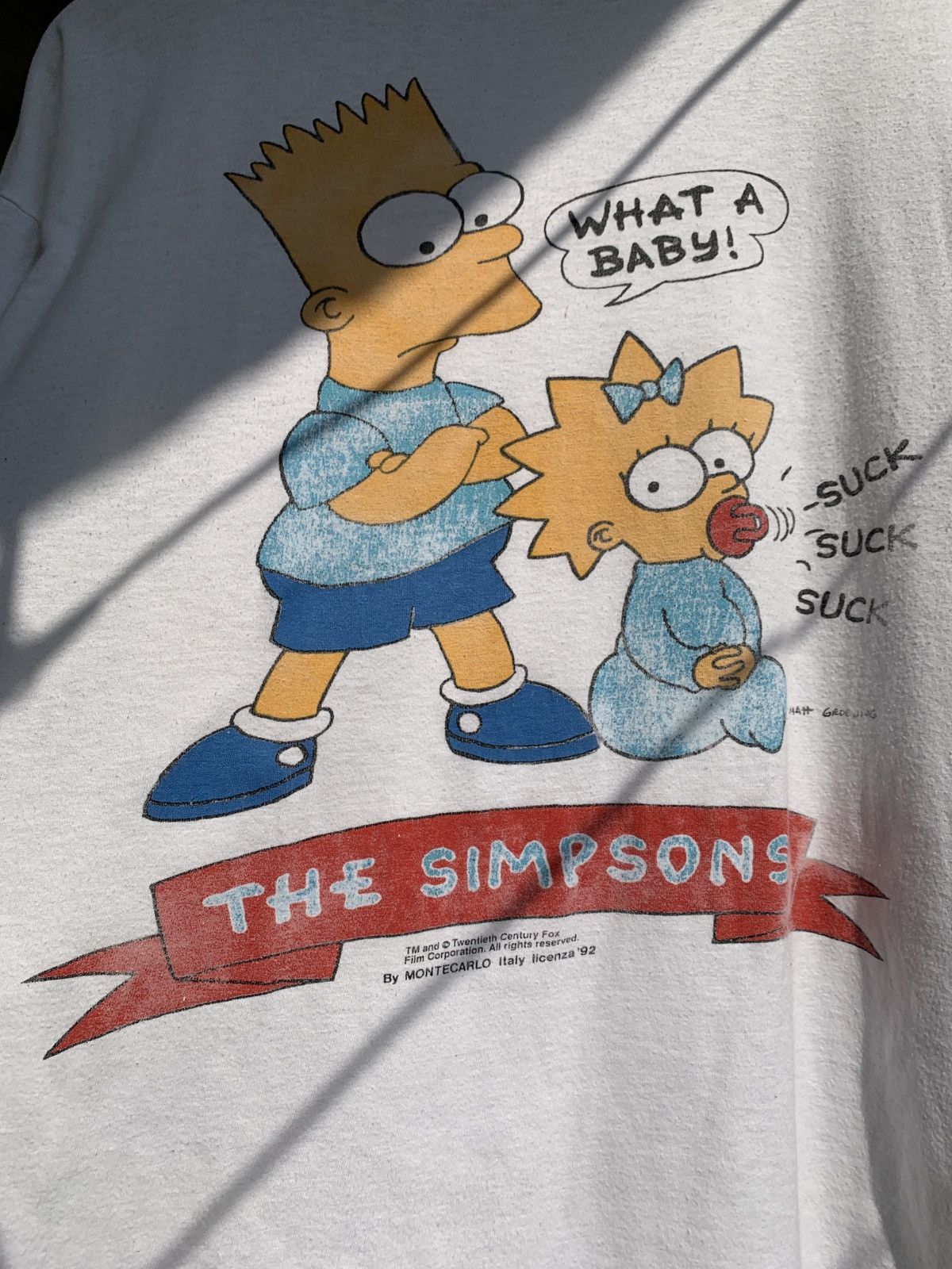The Simpsons 1992 Vintage Bart and Maggie Simpsons What A Baby T-Shirt Size US S / EU 44-46 / 1 - 4 Thumbnail