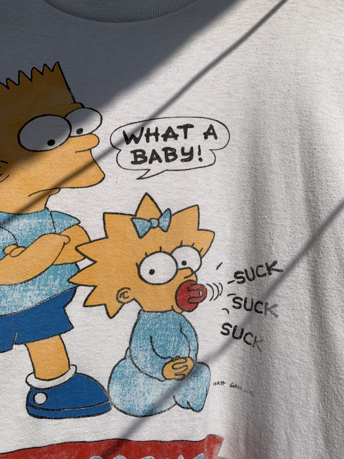 The Simpsons 1992 Vintage Bart and Maggie Simpsons What A Baby T-Shirt Size US S / EU 44-46 / 1 - 6 Thumbnail