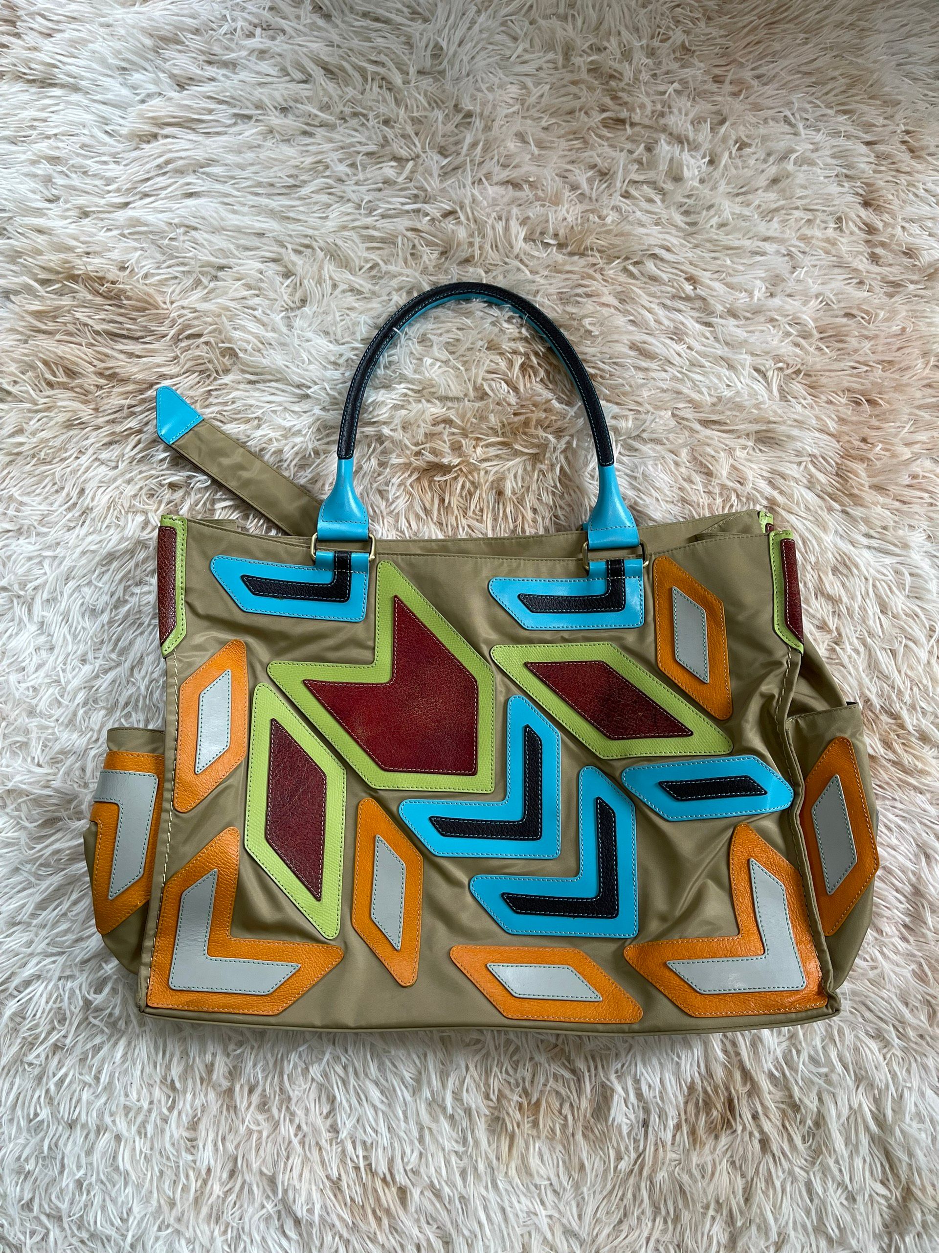 Pre-owned Issey Miyake S/s2011 Leather-patch Bag In Multicolor