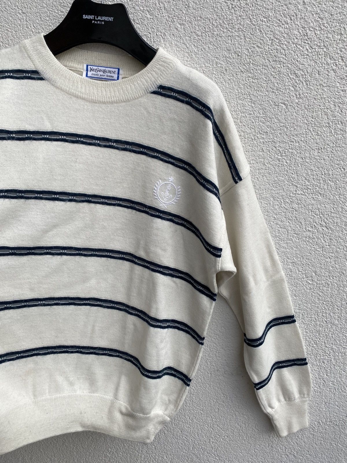 Yves Saint Laurent 90’s Wool YSL Sweater Cream White Size US L / EU 52-54 / 3 - 20 Thumbnail