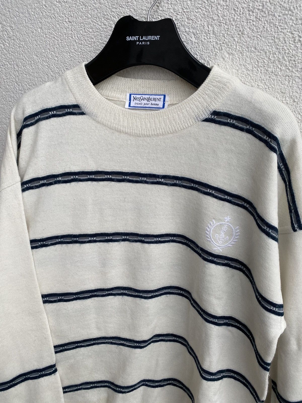 Yves Saint Laurent 90’s Wool YSL Sweater Cream White Size US L / EU 52-54 / 3 - 16 Thumbnail