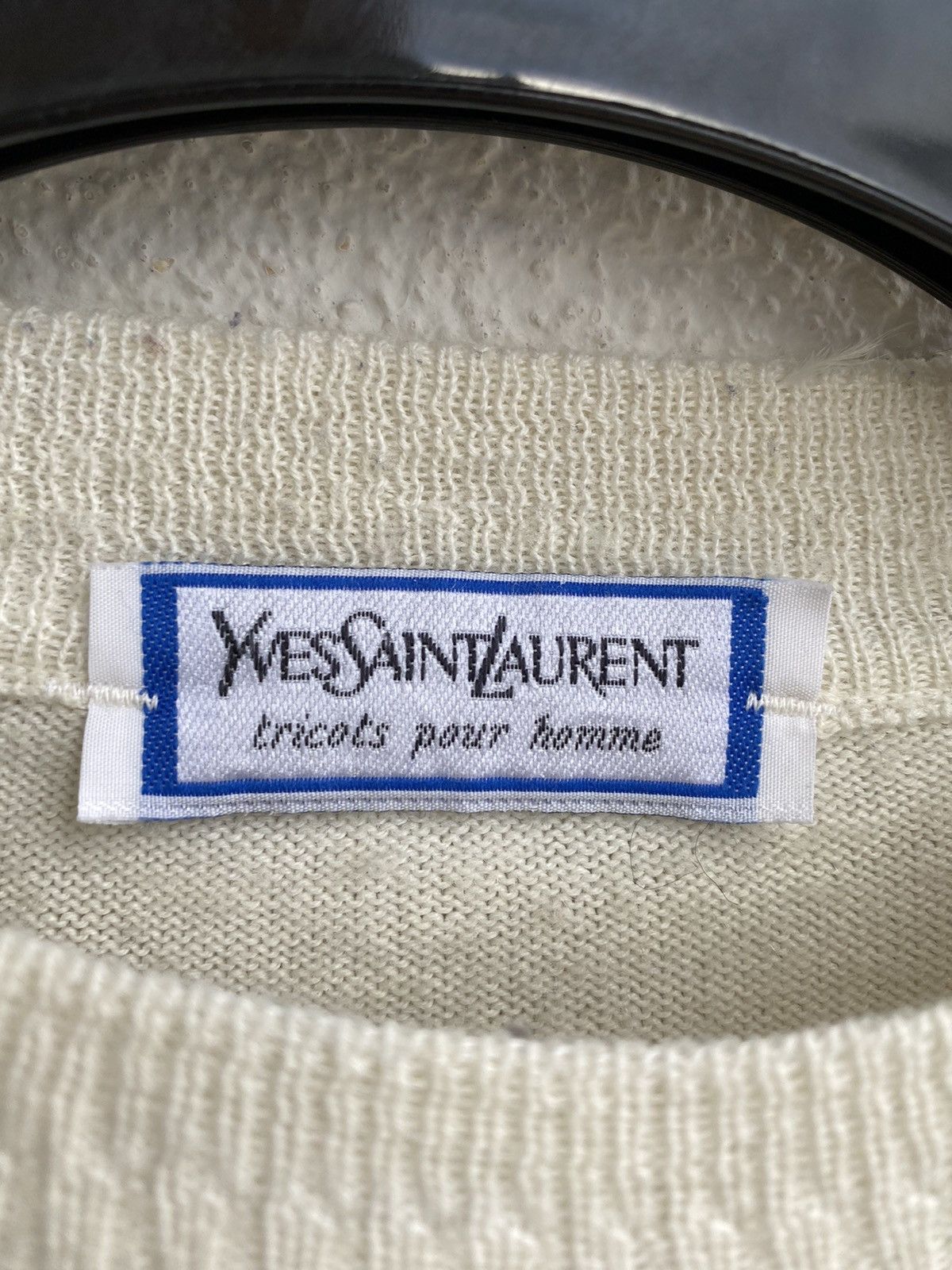 Yves Saint Laurent 90’s Wool YSL Sweater Cream White Size US L / EU 52-54 / 3 - 4 Thumbnail